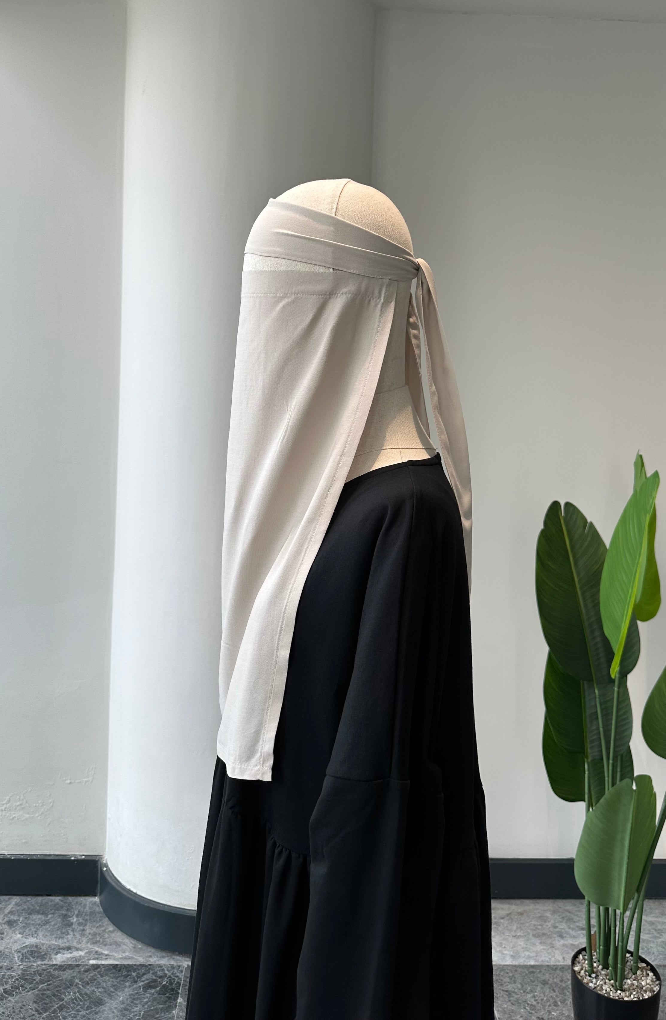 Bambu Viskon/ Gözlü peçe - Krem