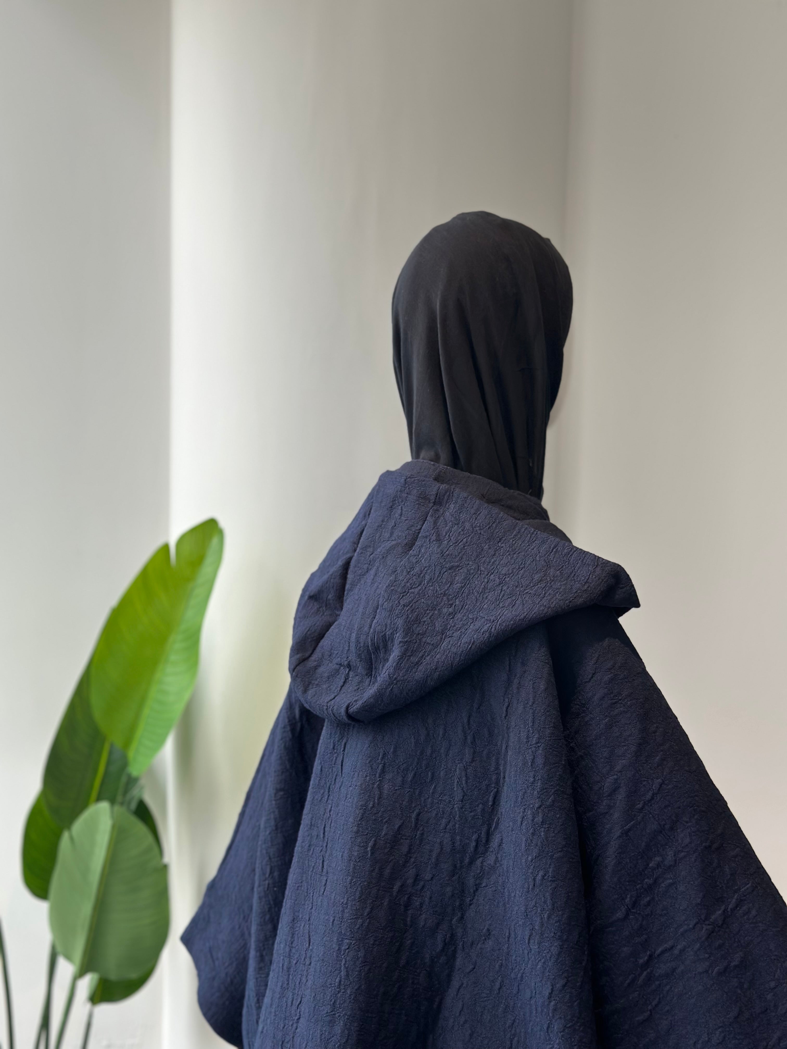 Jakar ceket panço- lacivert çıtlı