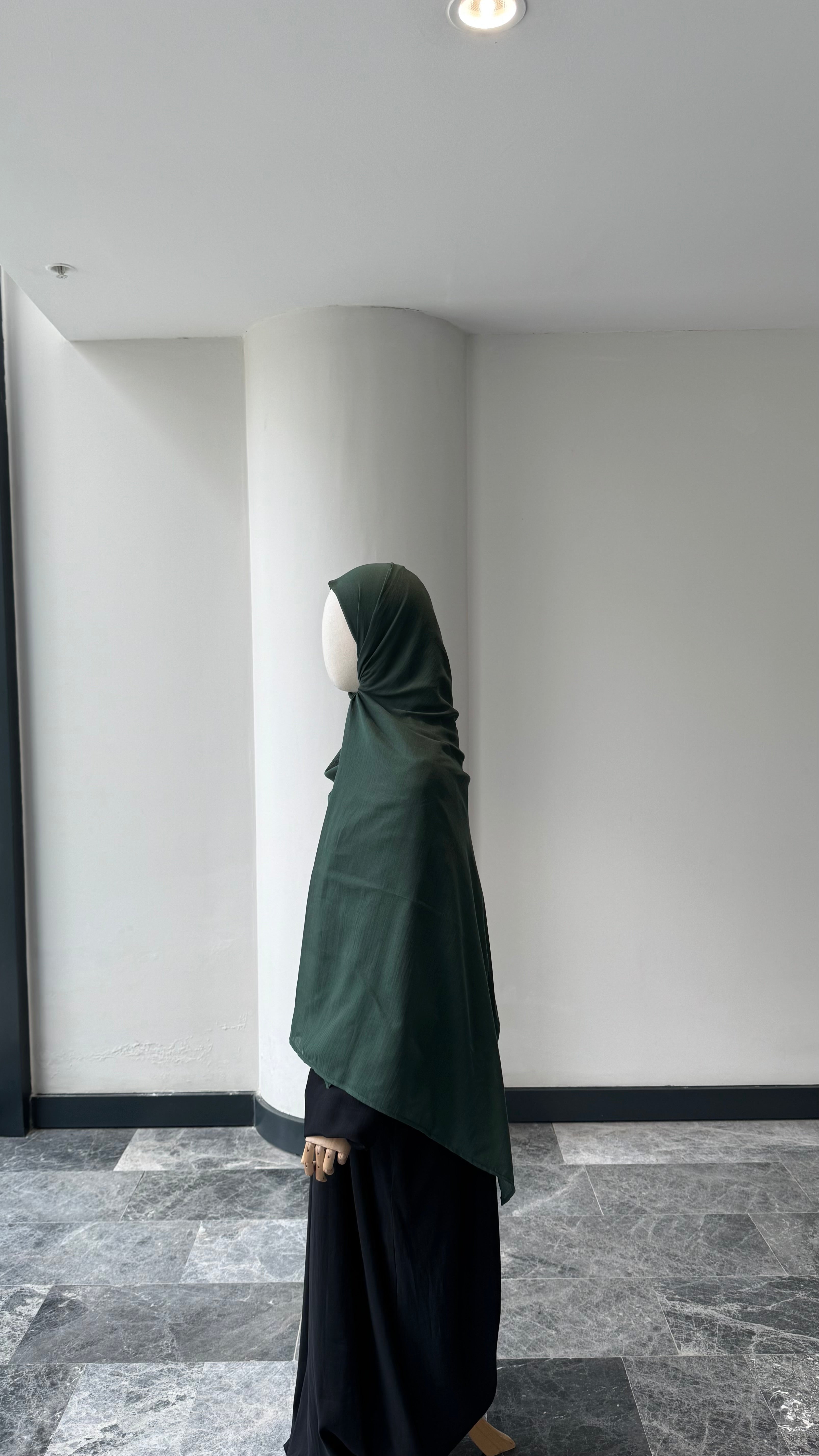 Saf pamuk şal - koyu yeşil