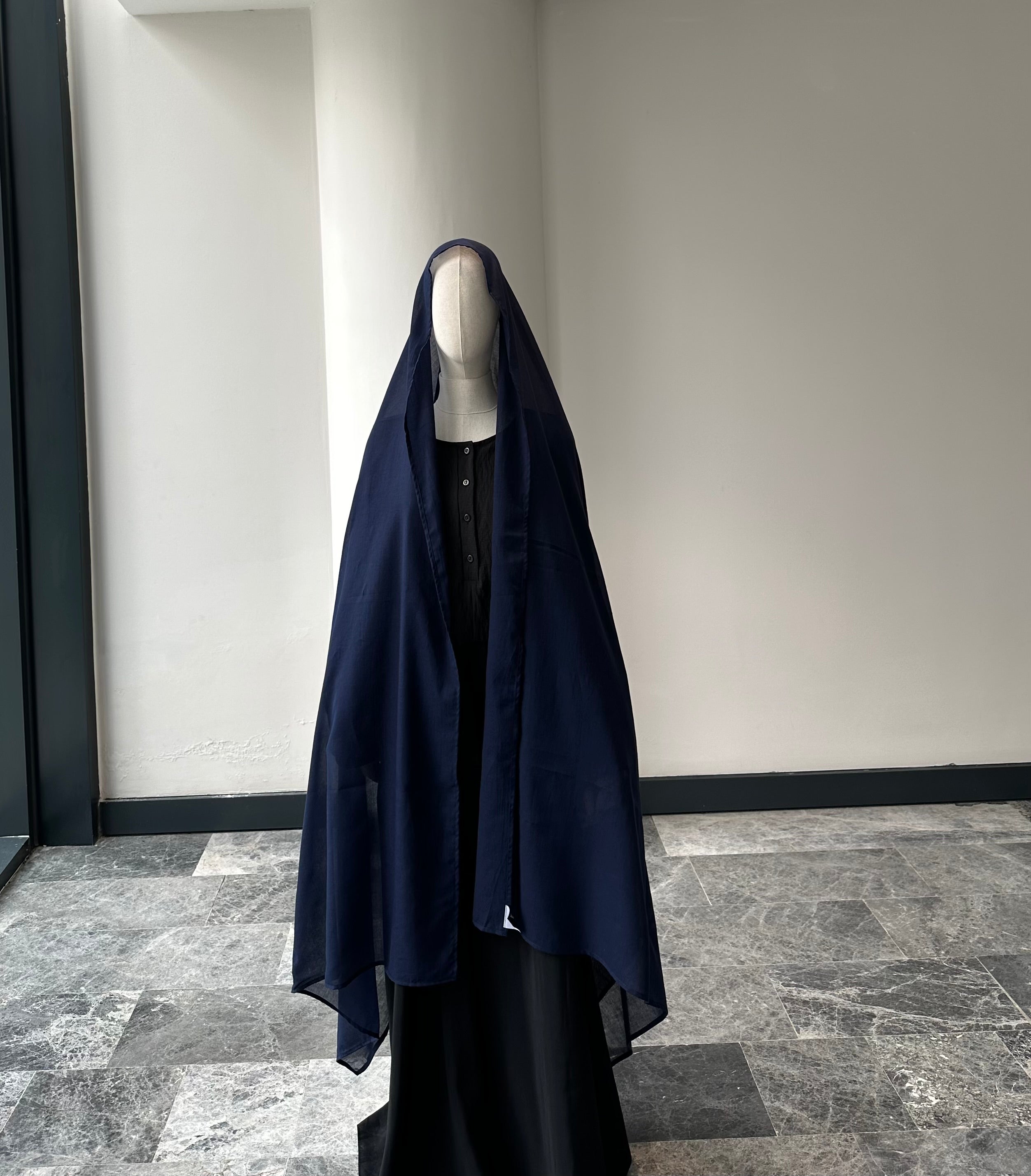 Saf pamuk şal -lacivert