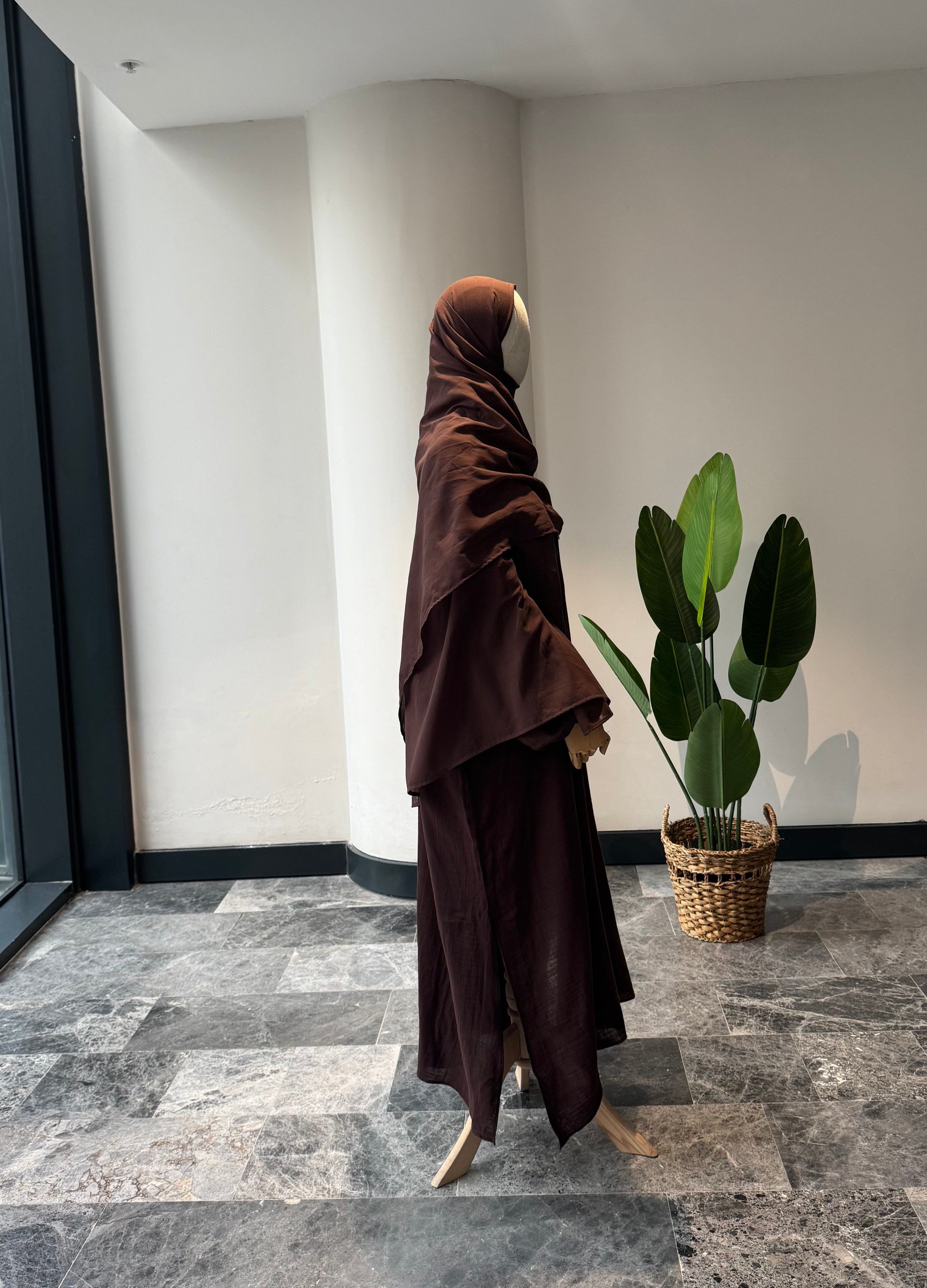 Mekka müslin takım kahve - etekli | fermuarlı