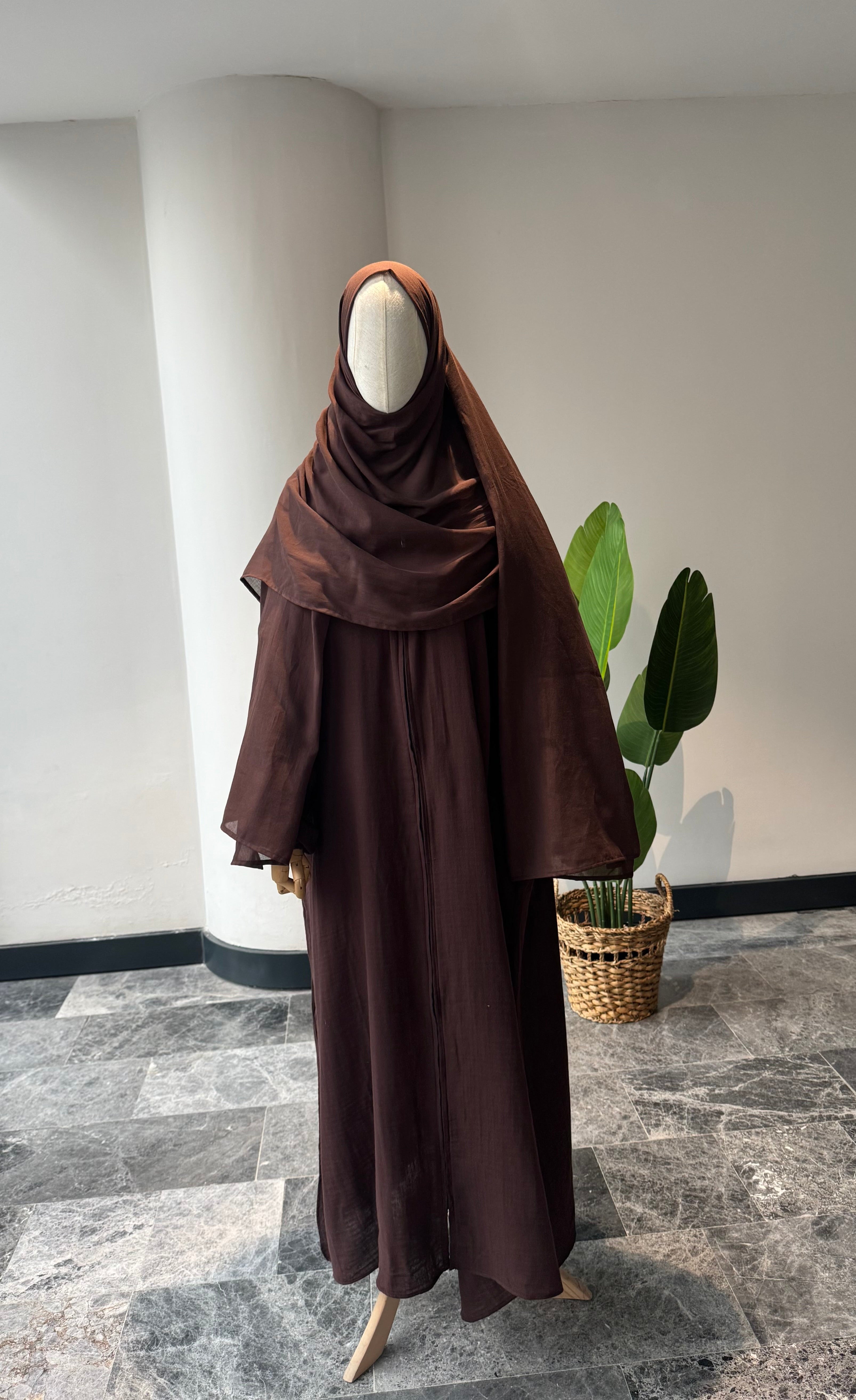 Mekka müslin takım kahve - etekli | fermuarlı