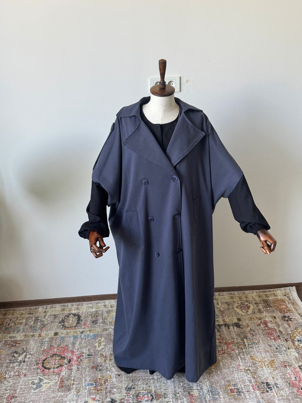 Pamuk Gabardin /Trench Panço-Lacivert