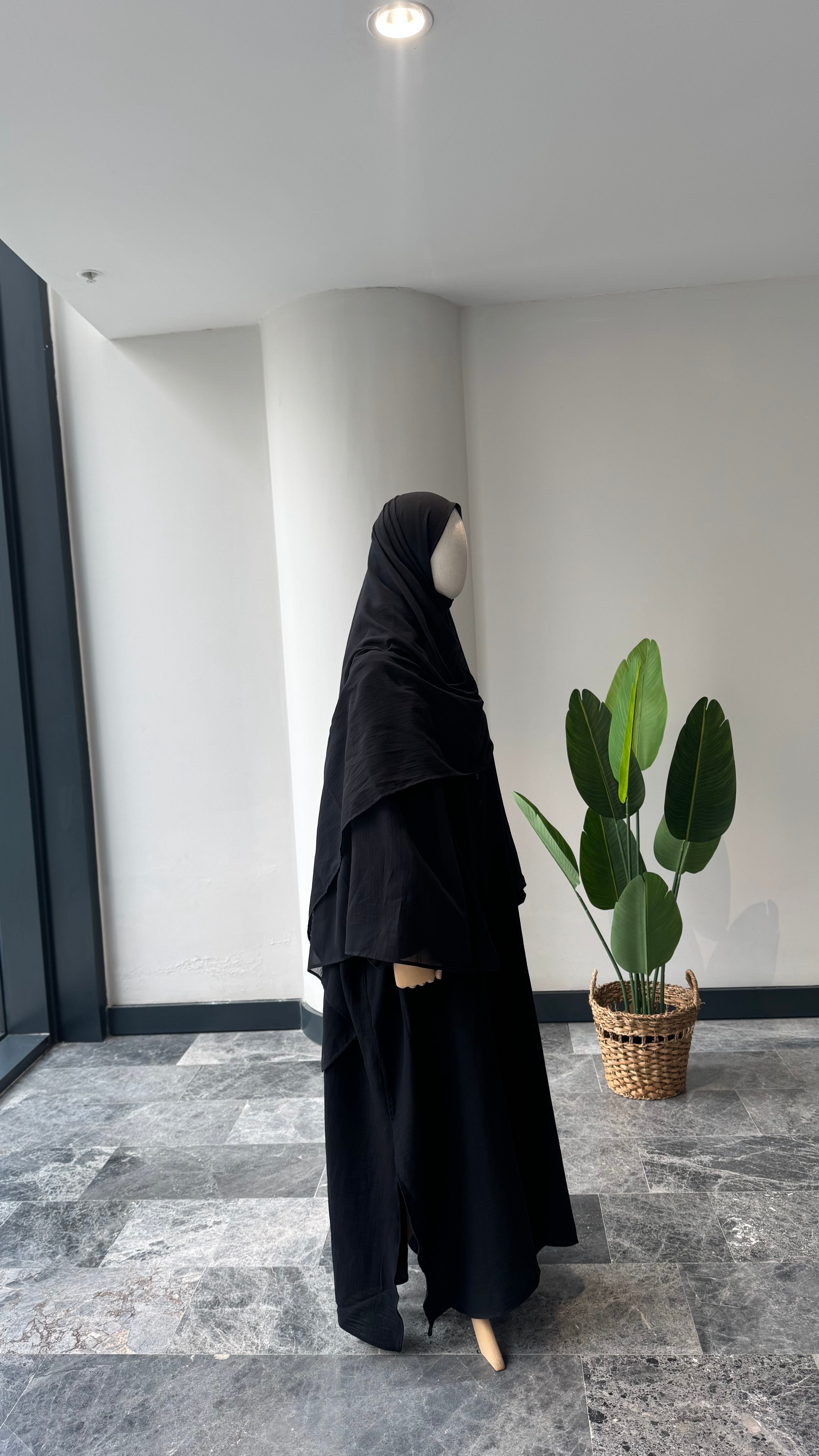 Mekka Müslin takım siyah -etekli|düğmeli