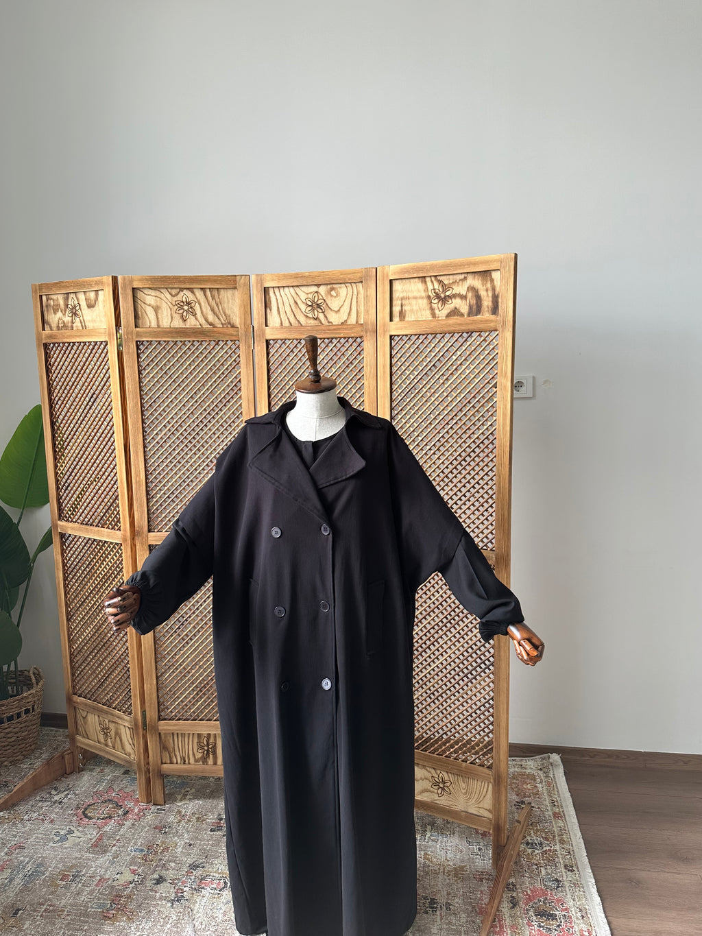 Pamuk Gabardin/Trench Panço-Siyah