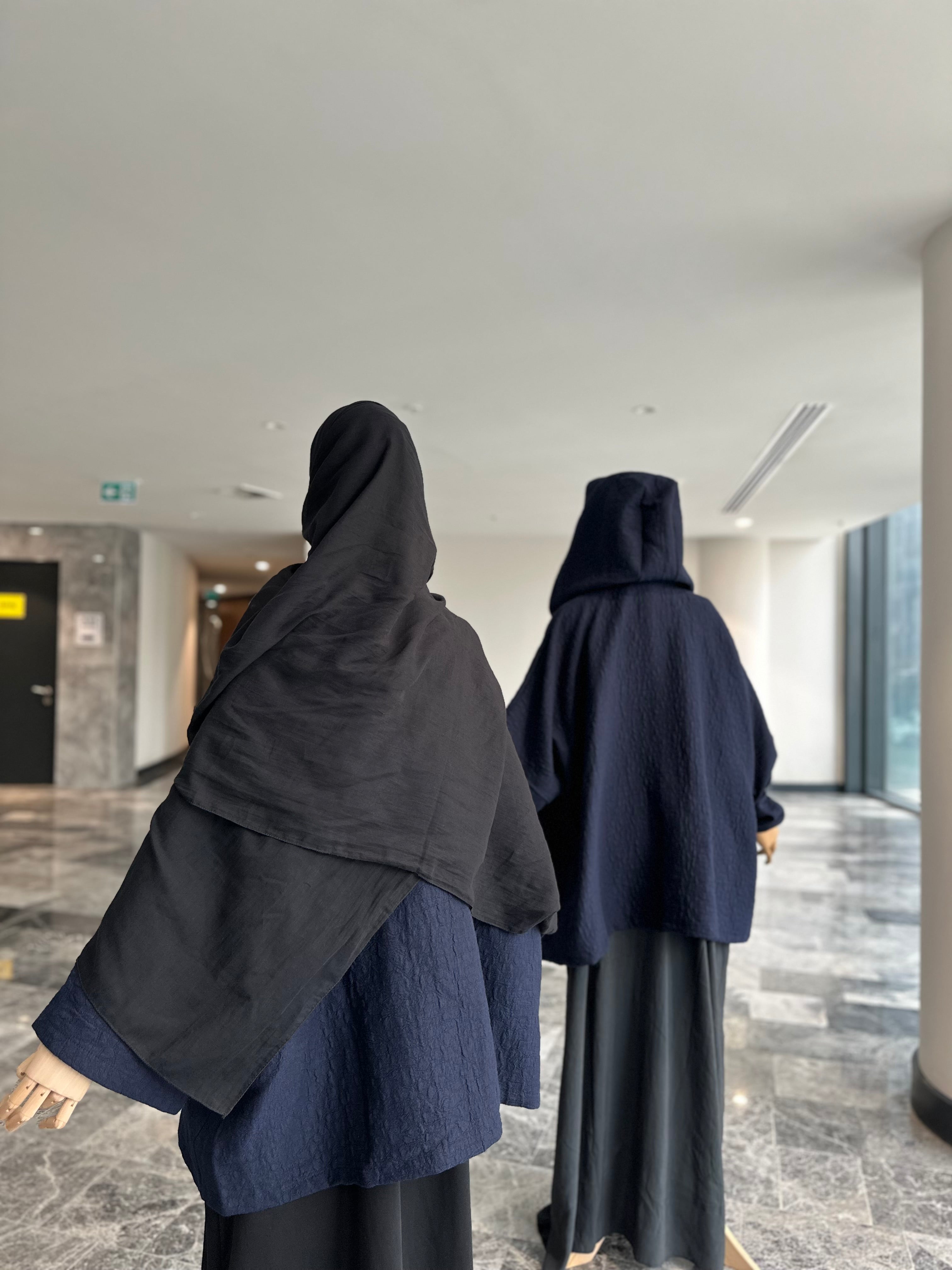 Jakar ceket panço- lacivert fermuarlı