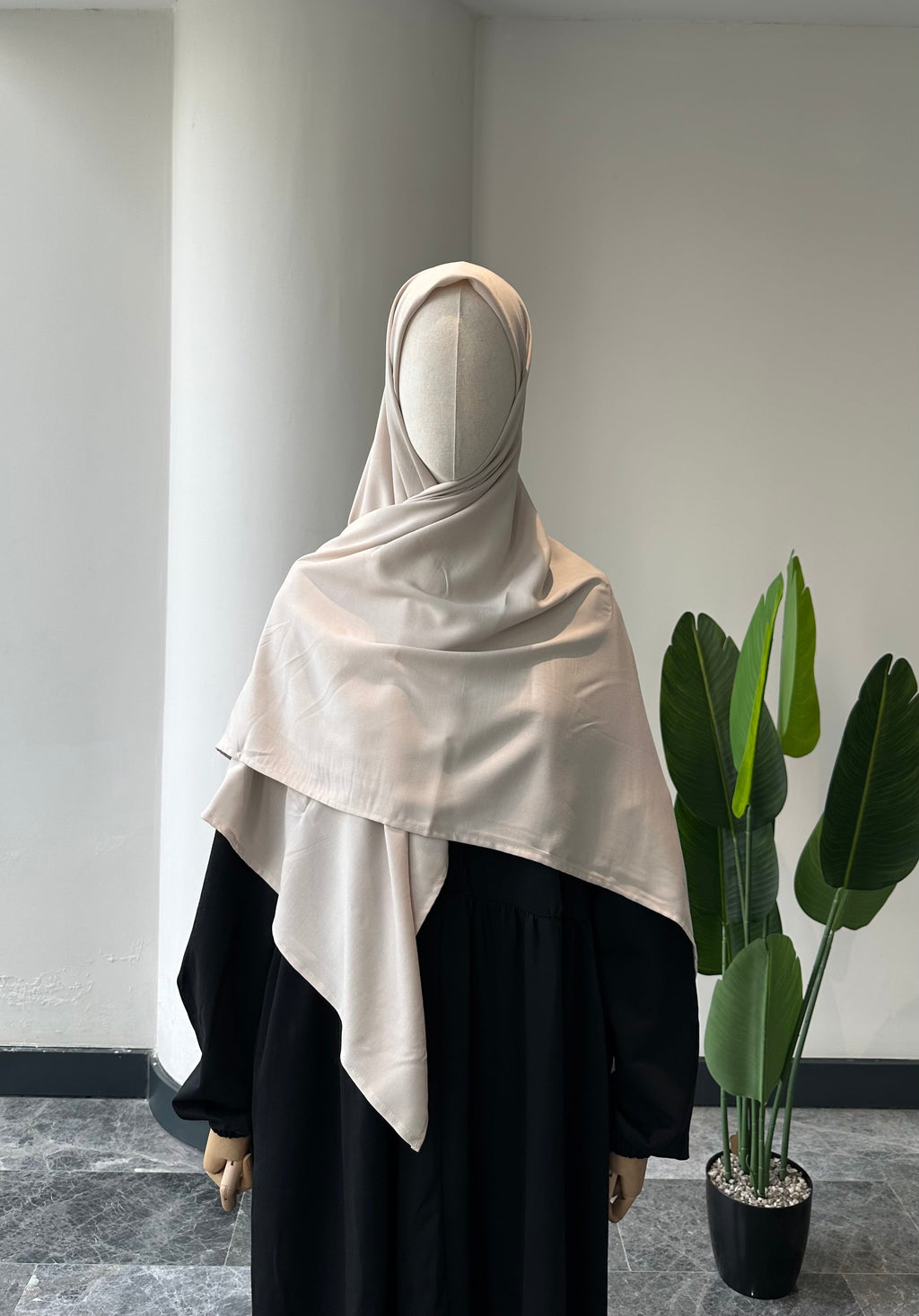 Bambu viskon eşarp -krem| 120 cm