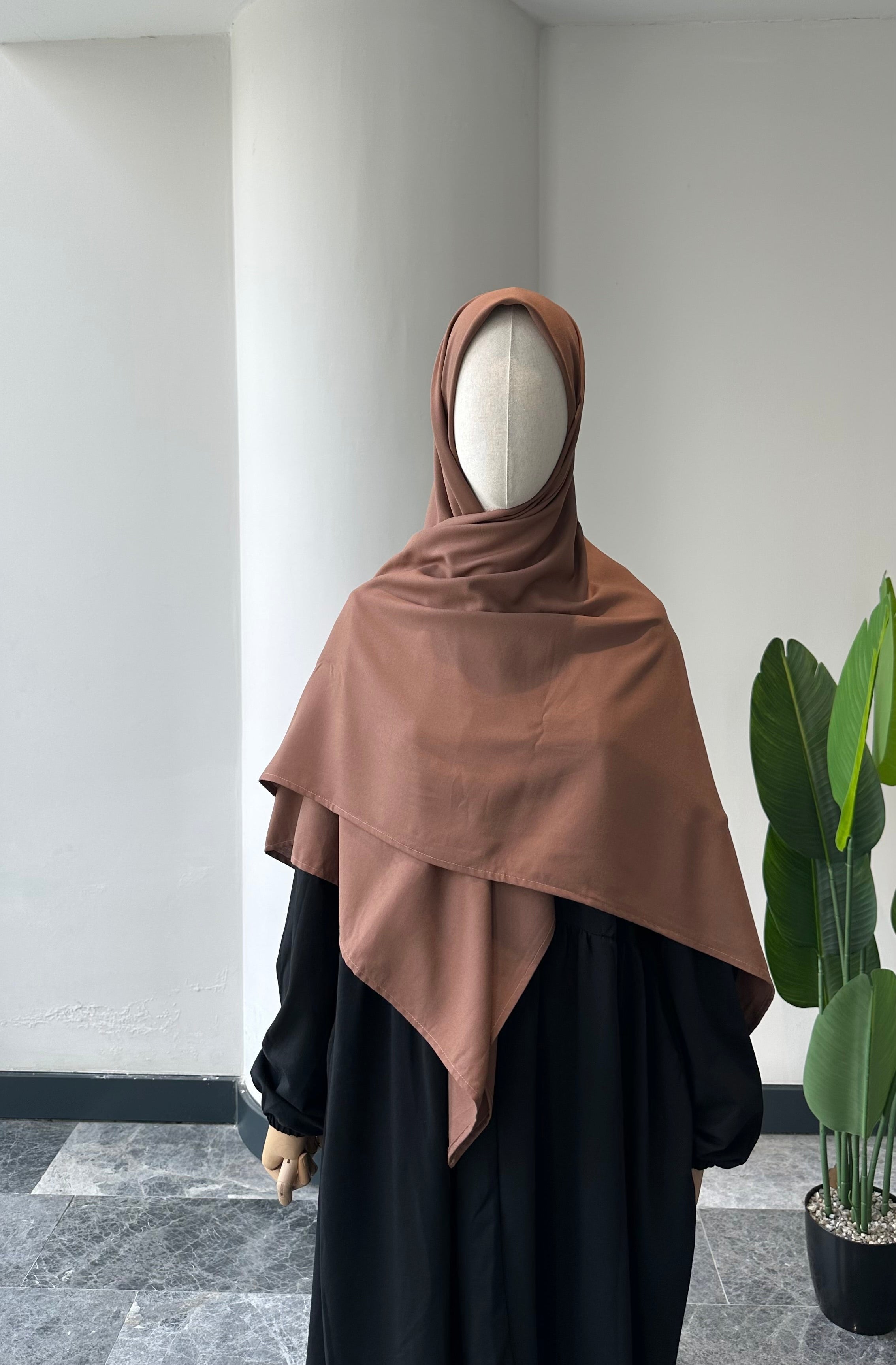 Bambu viskon eşarp -Kahve| 120 cm