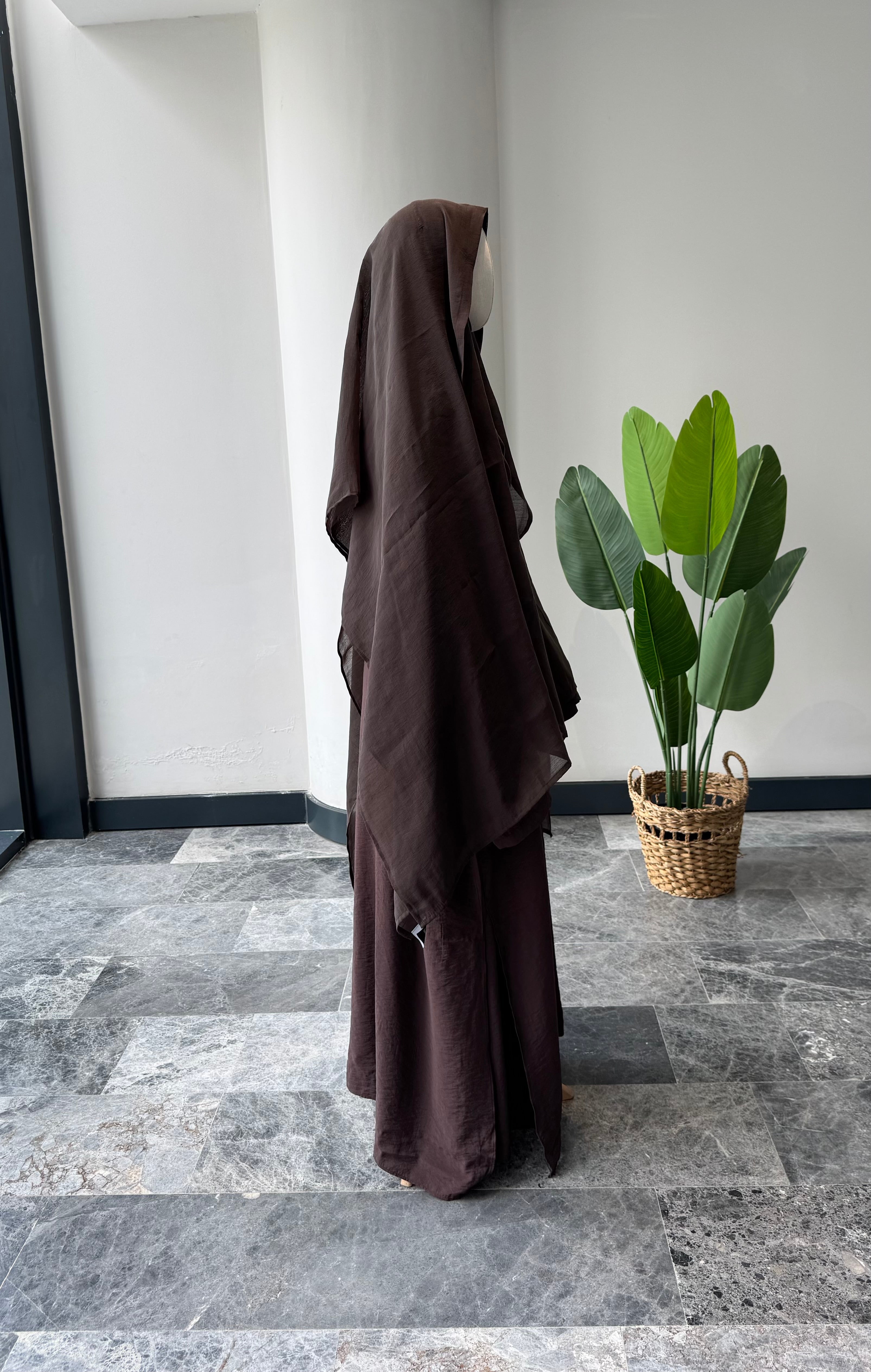 Organze/ Takva Şal(lastikli)-Kahve 2m x 70cm
