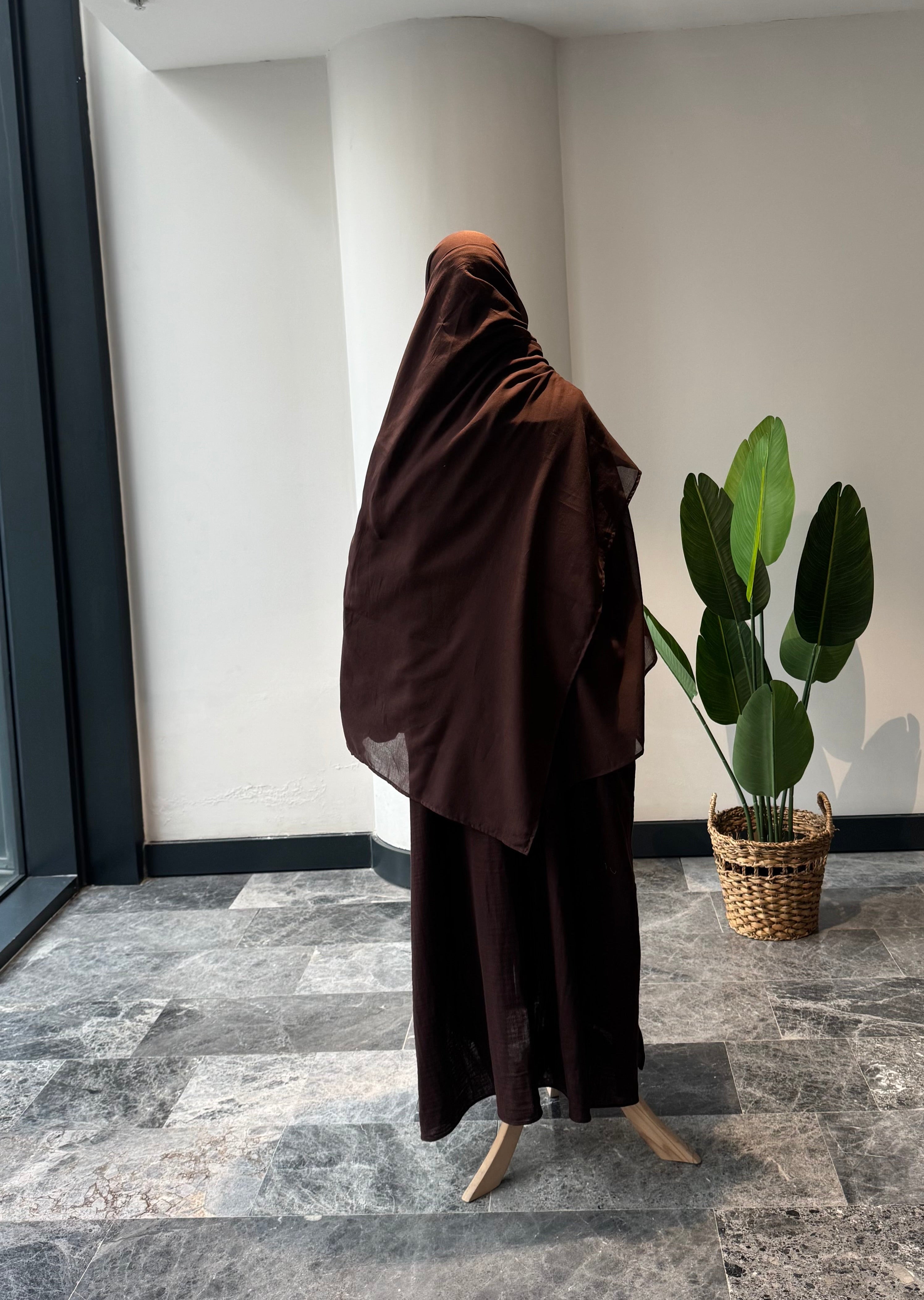 Mekka müslin takım kahve - etekli | fermuarlı