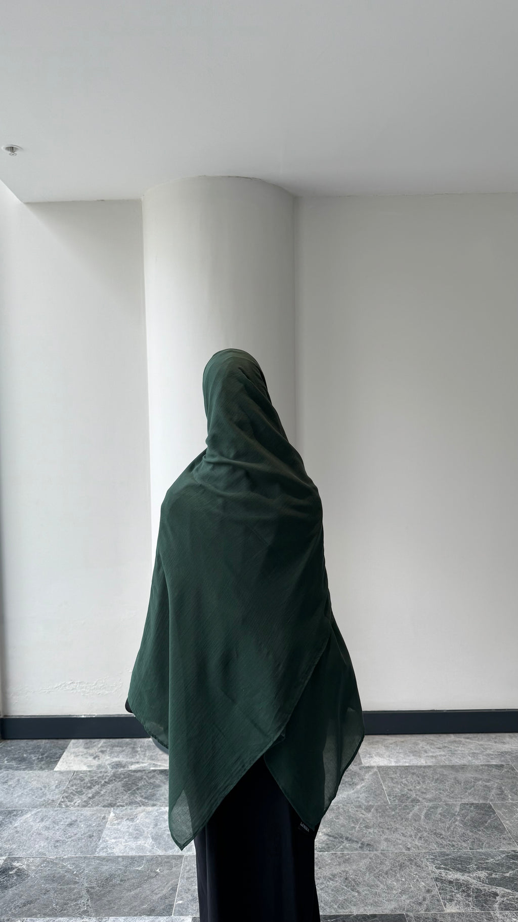 Saf pamuk şal - koyu yeşil