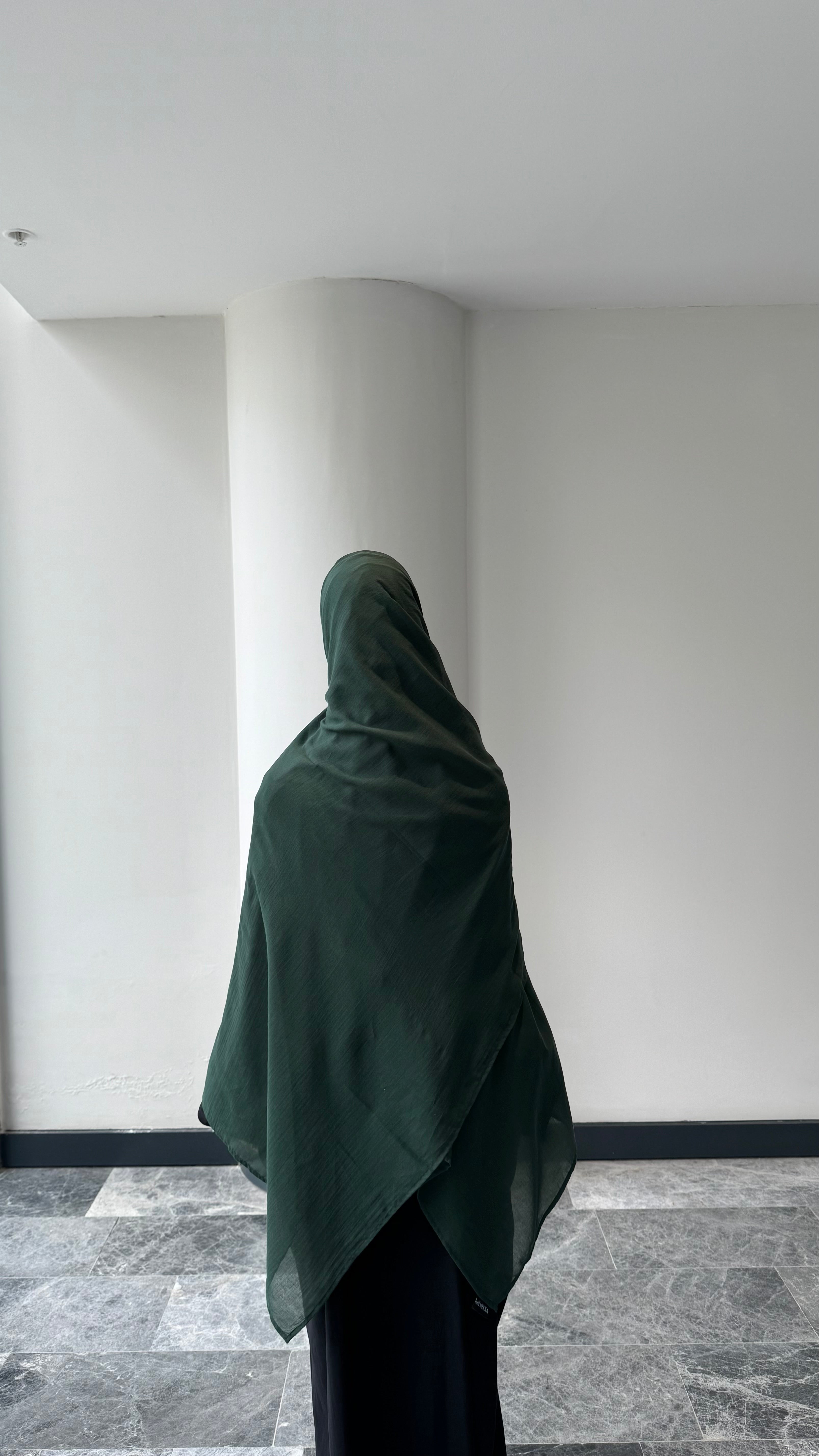 Saf pamuk şal - koyu yeşil