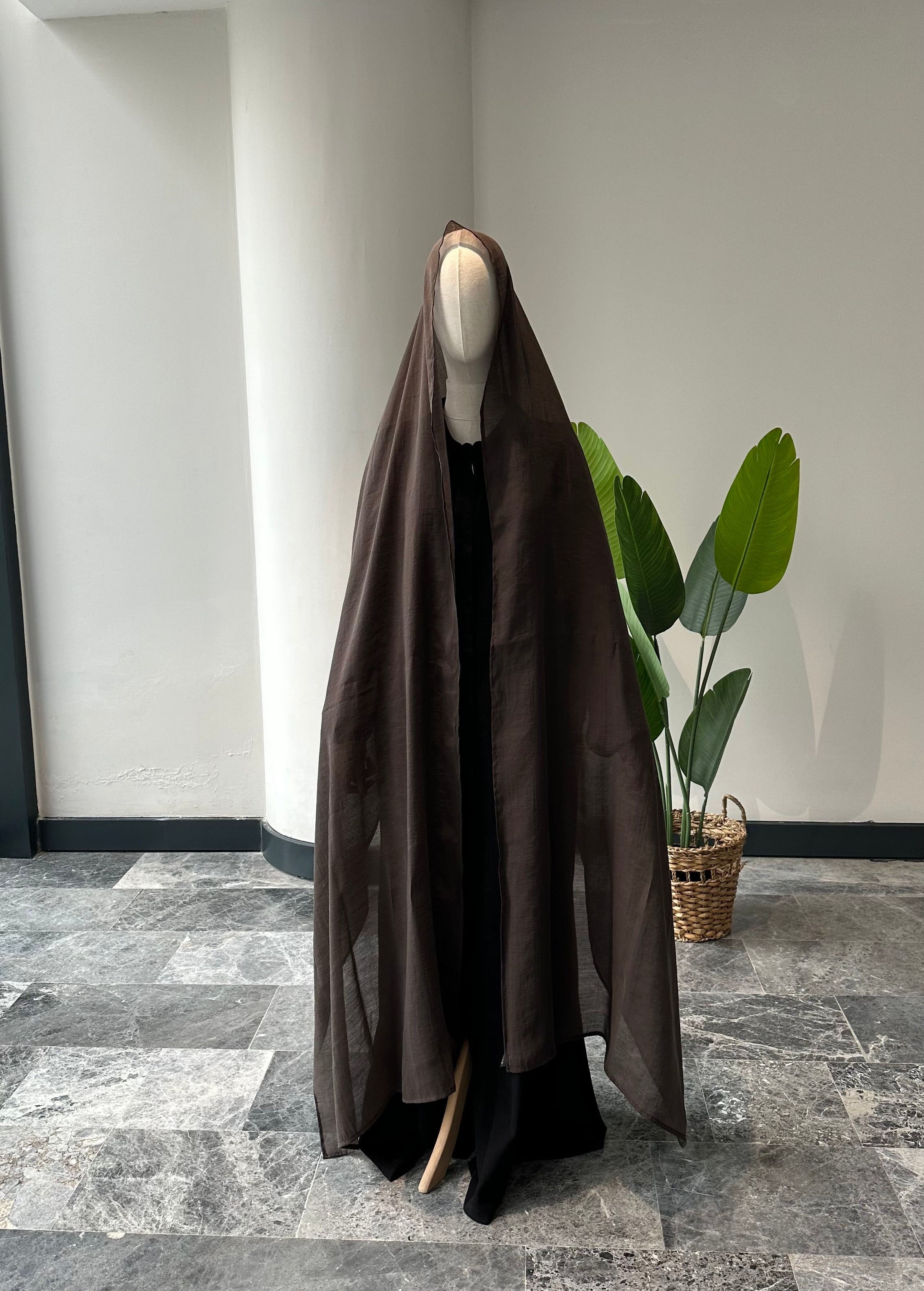 Premıum organze şal - kahve 3m+70 cm