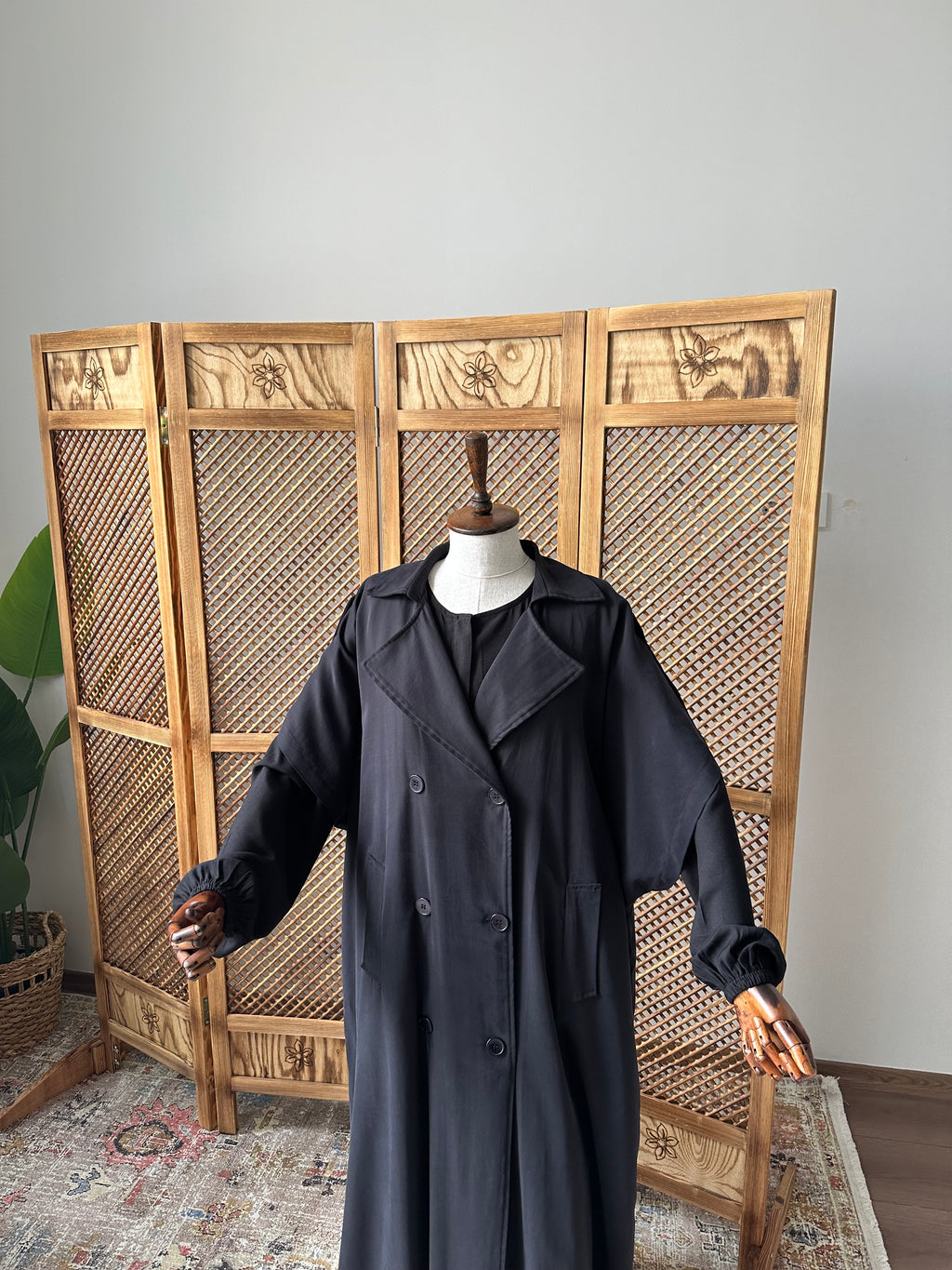 Tensel Pamuk Gabardin/ Trench Panço- Siyah