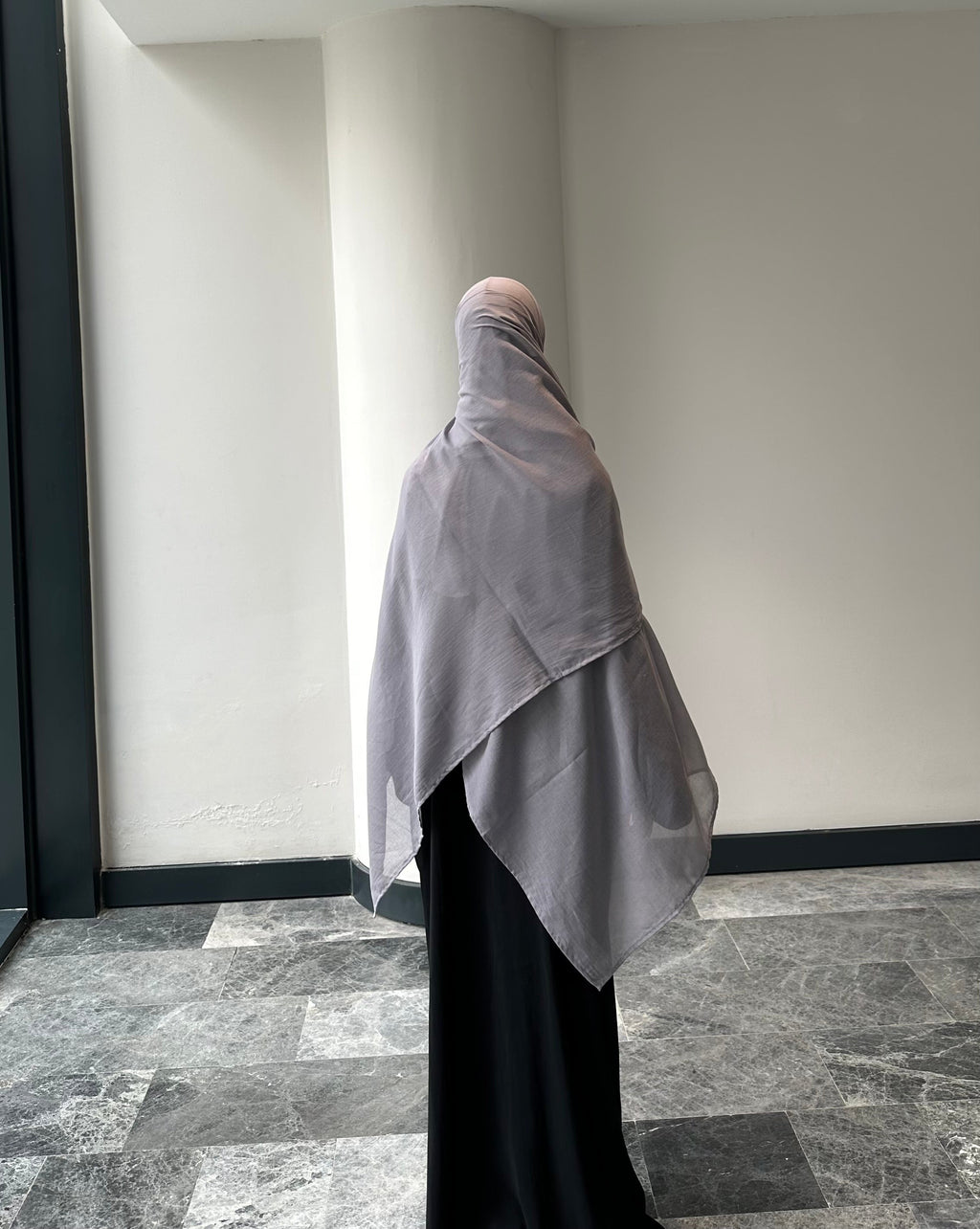 Saf pamuk şal - gri