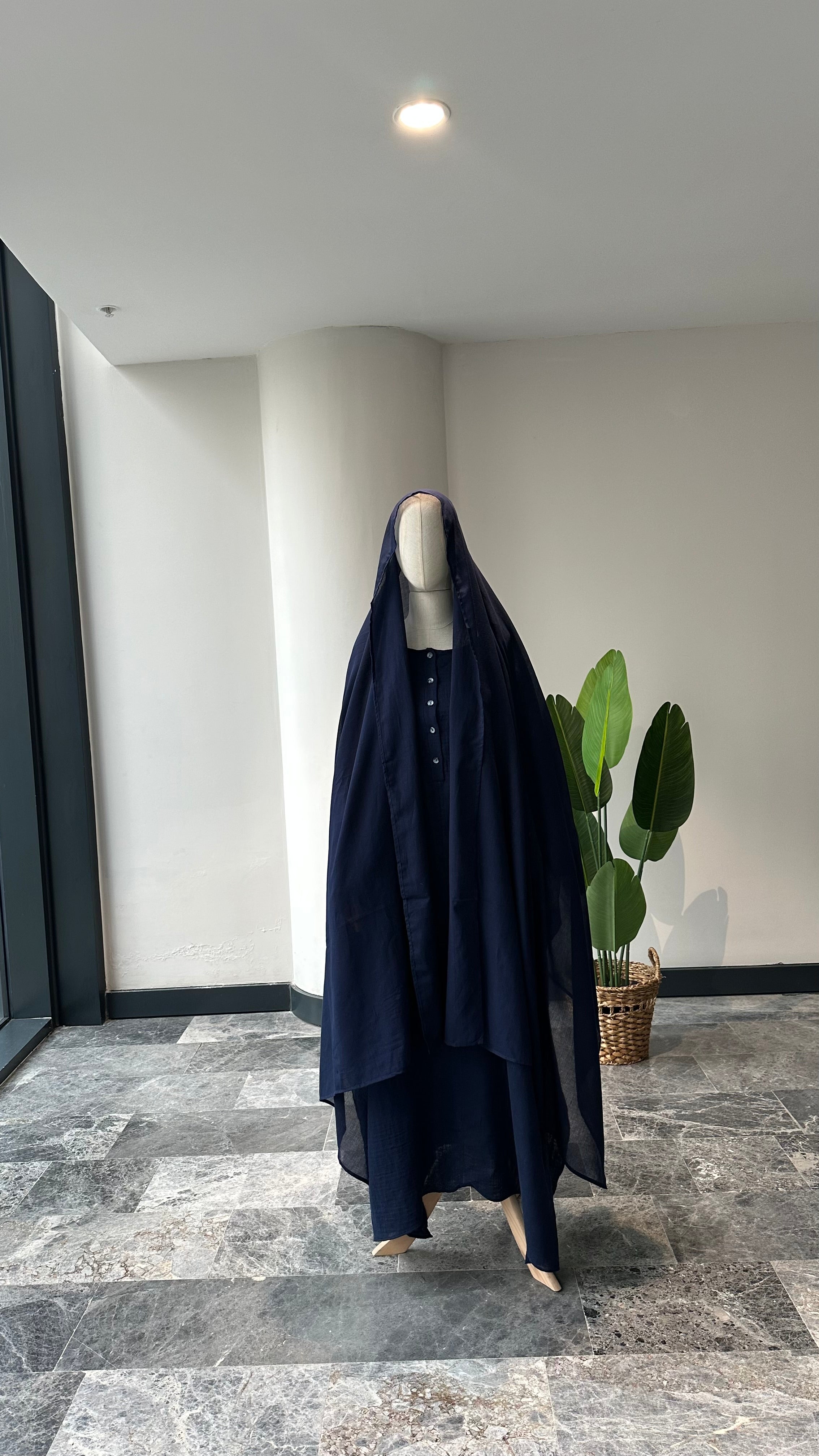 Mekka Müslin takım lacivert -etekli | düğmeli