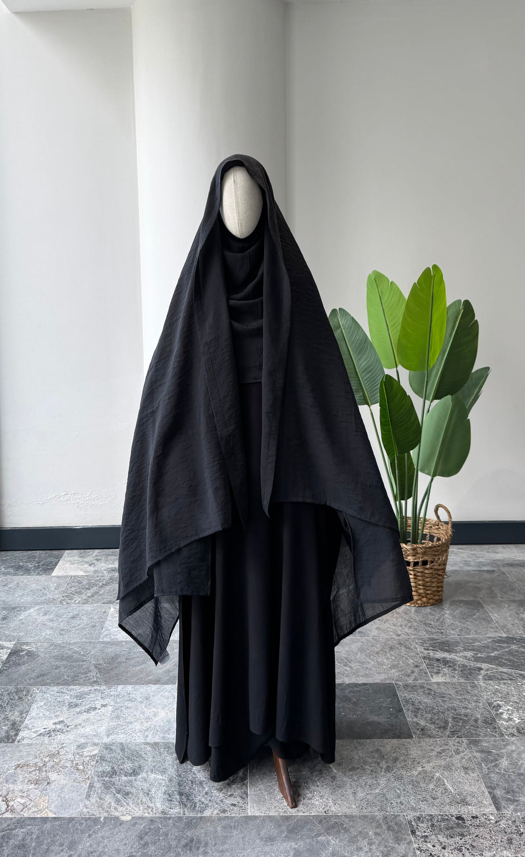 Organze/ Takva Şal(lastikli)- Siyah 2m x70cm