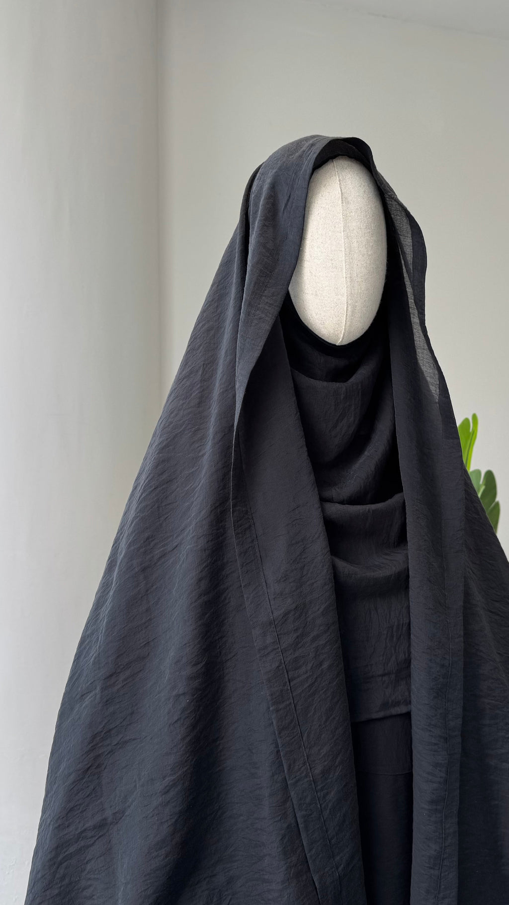 Organze/ Takva Şal(lastikli)- Siyah 2m x70cm