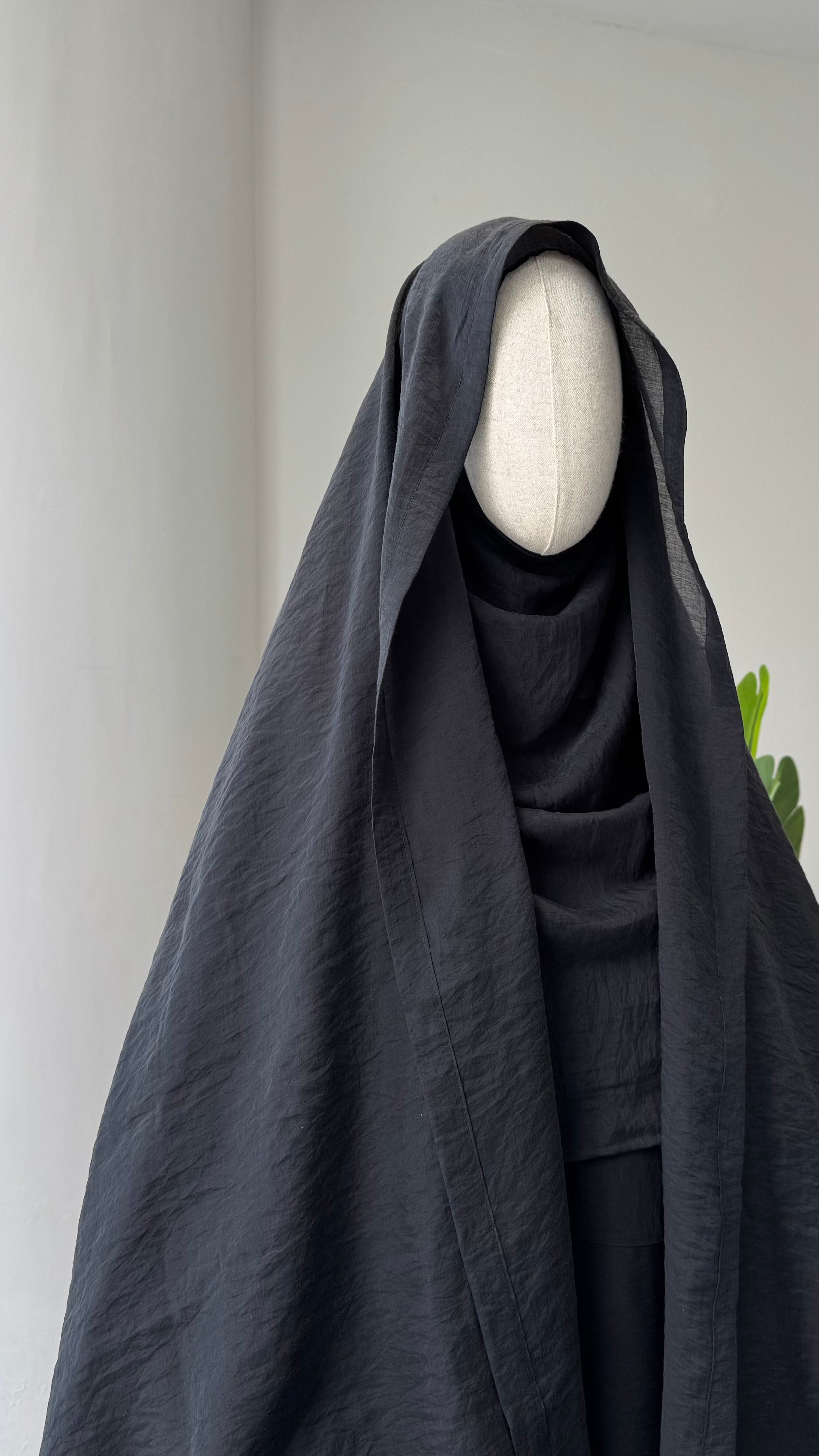 Organze/ Takva Şal(lastikli)- Siyah 2m x70cm