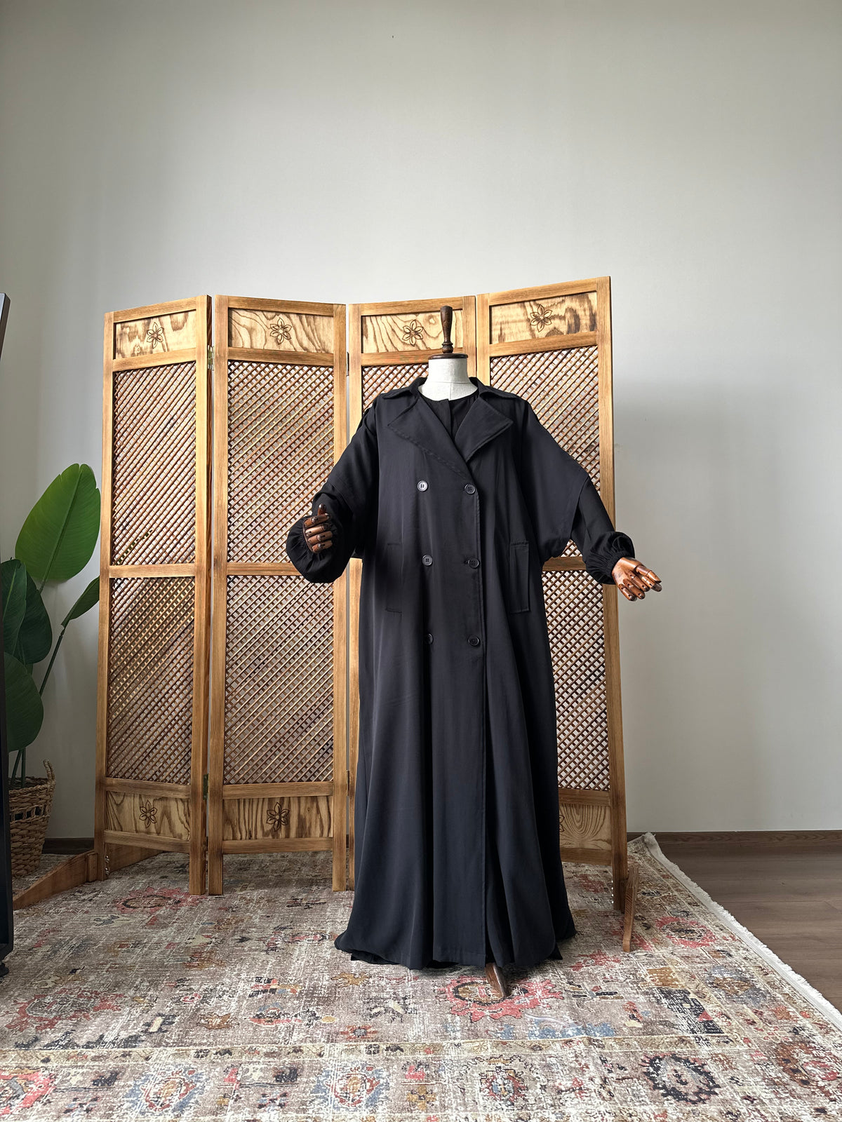 Tensel Pamuk Gabardin/ Trench Panço- Siyah