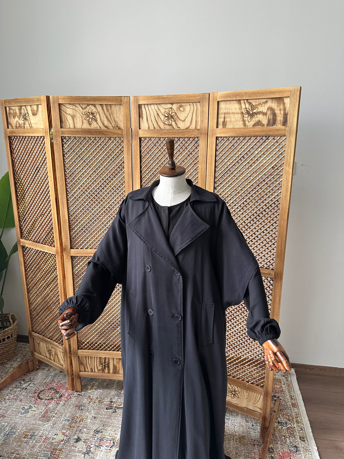 Tensel Pamuk Gabardin/ Trench Panço- Siyah