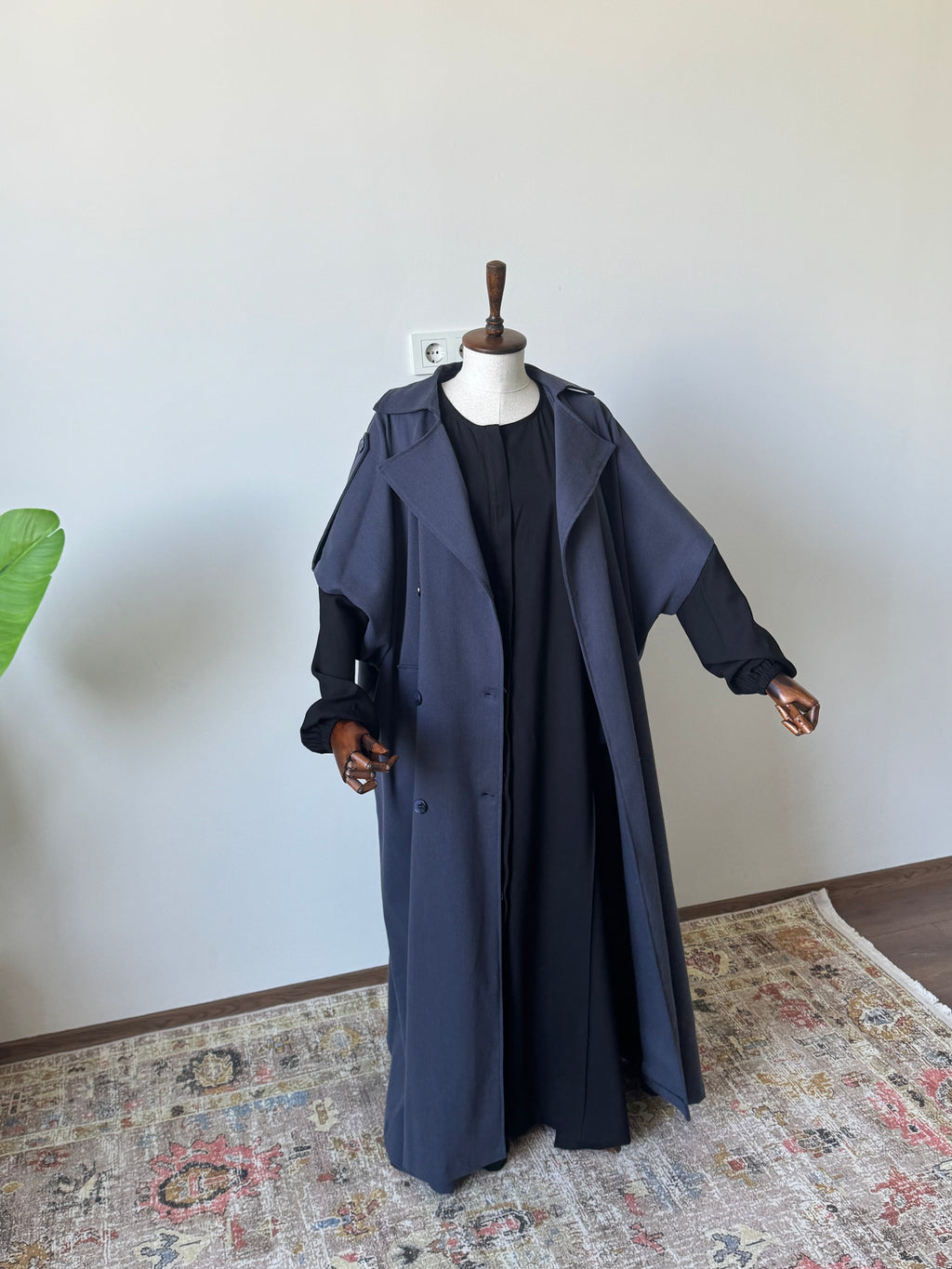 Pamuk Gabardin /Trench Panço-Lacivert