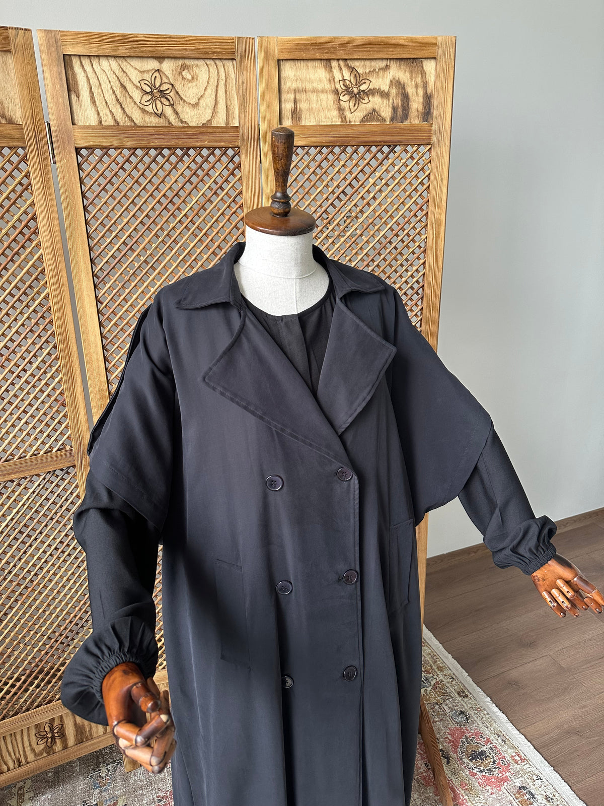 Tensel Pamuk Gabardin/ Trench Panço- Siyah