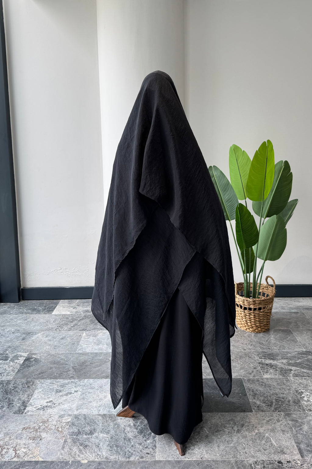 Organze/ Takva Şal(lastikli)- Siyah 2m x70cm