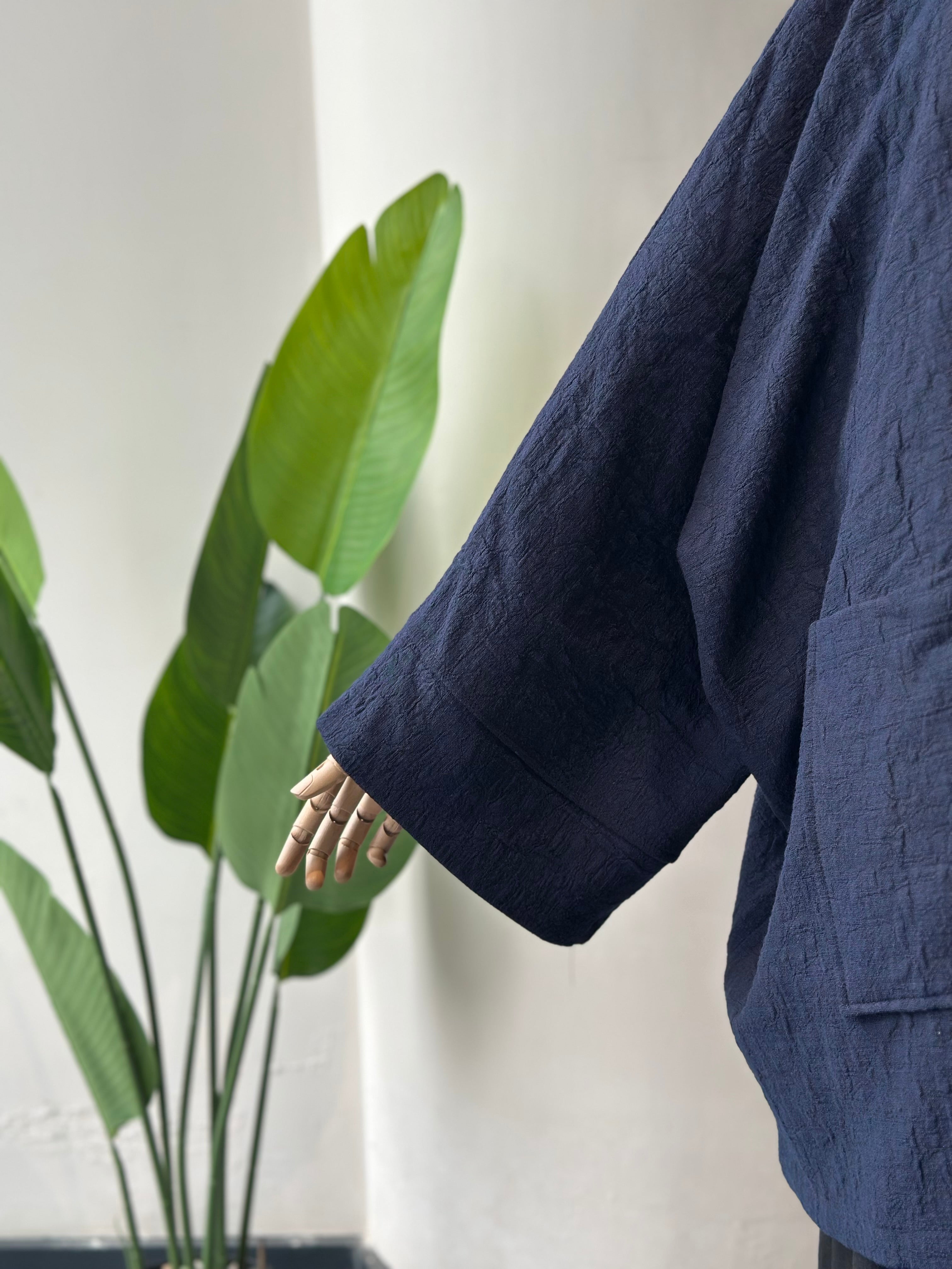 Jakar ceket panço- lacivert çıtlı