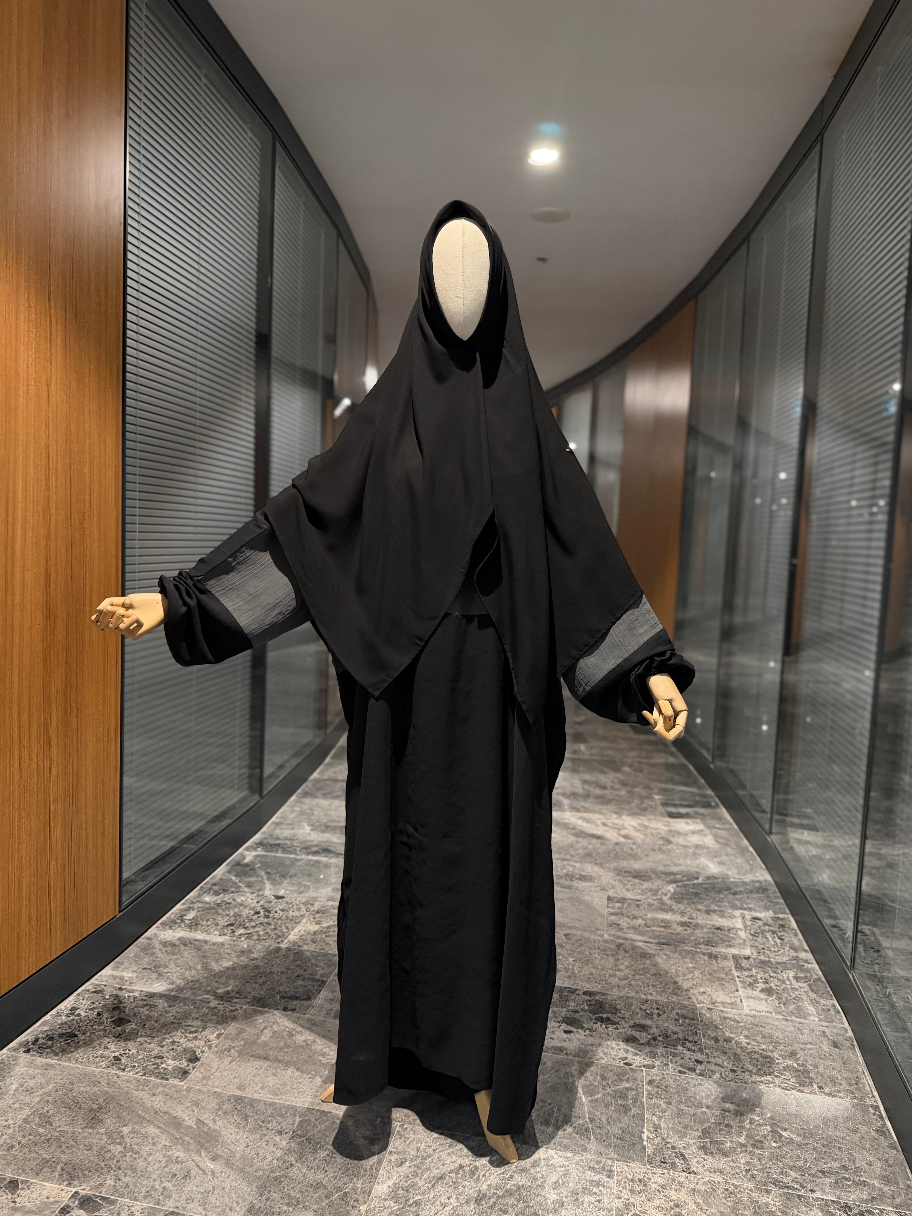 Bambu viskon eşarp  - siyah-140 cm