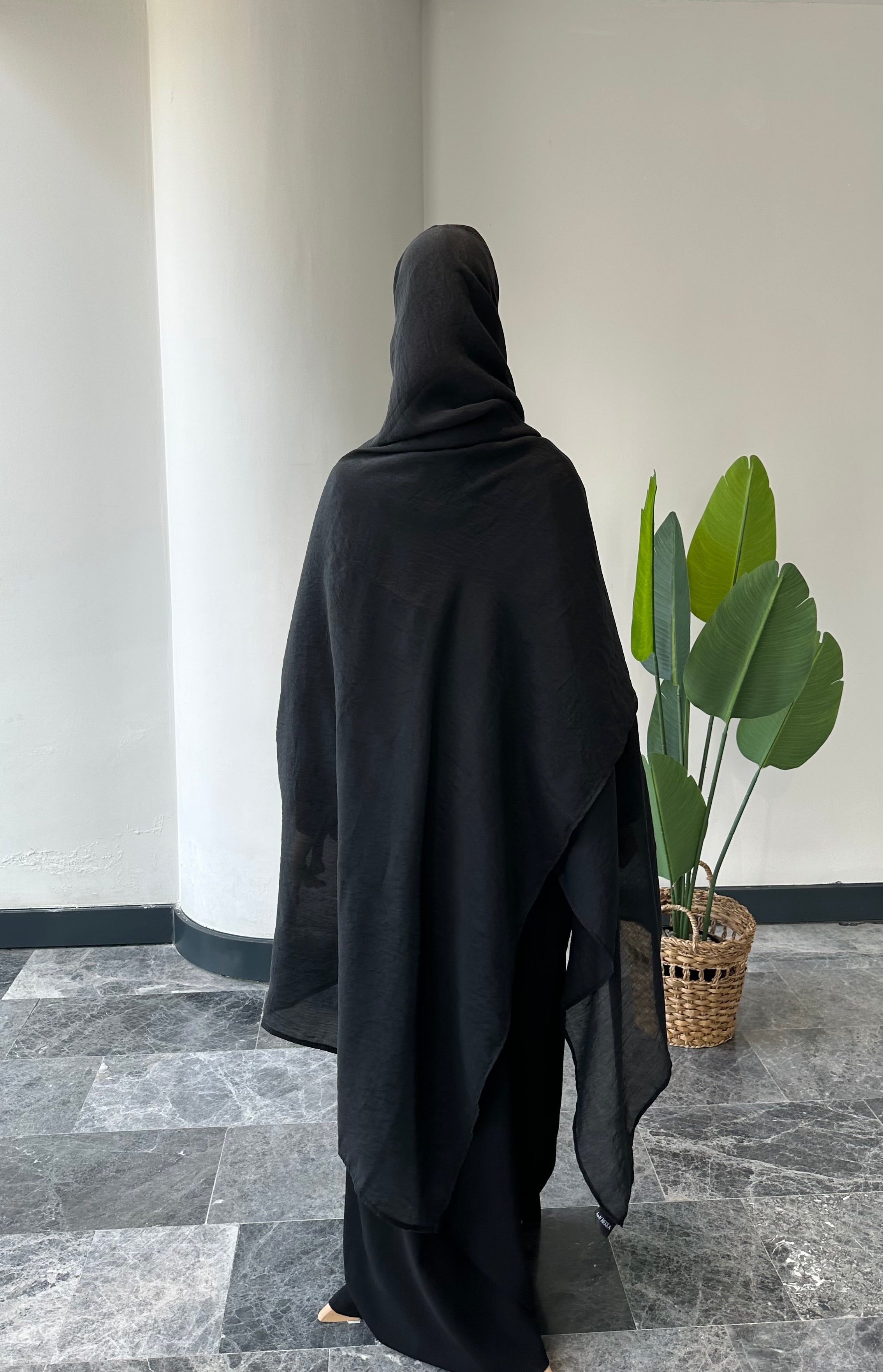 Premıum  organze  şal - siyah 3m+1m
