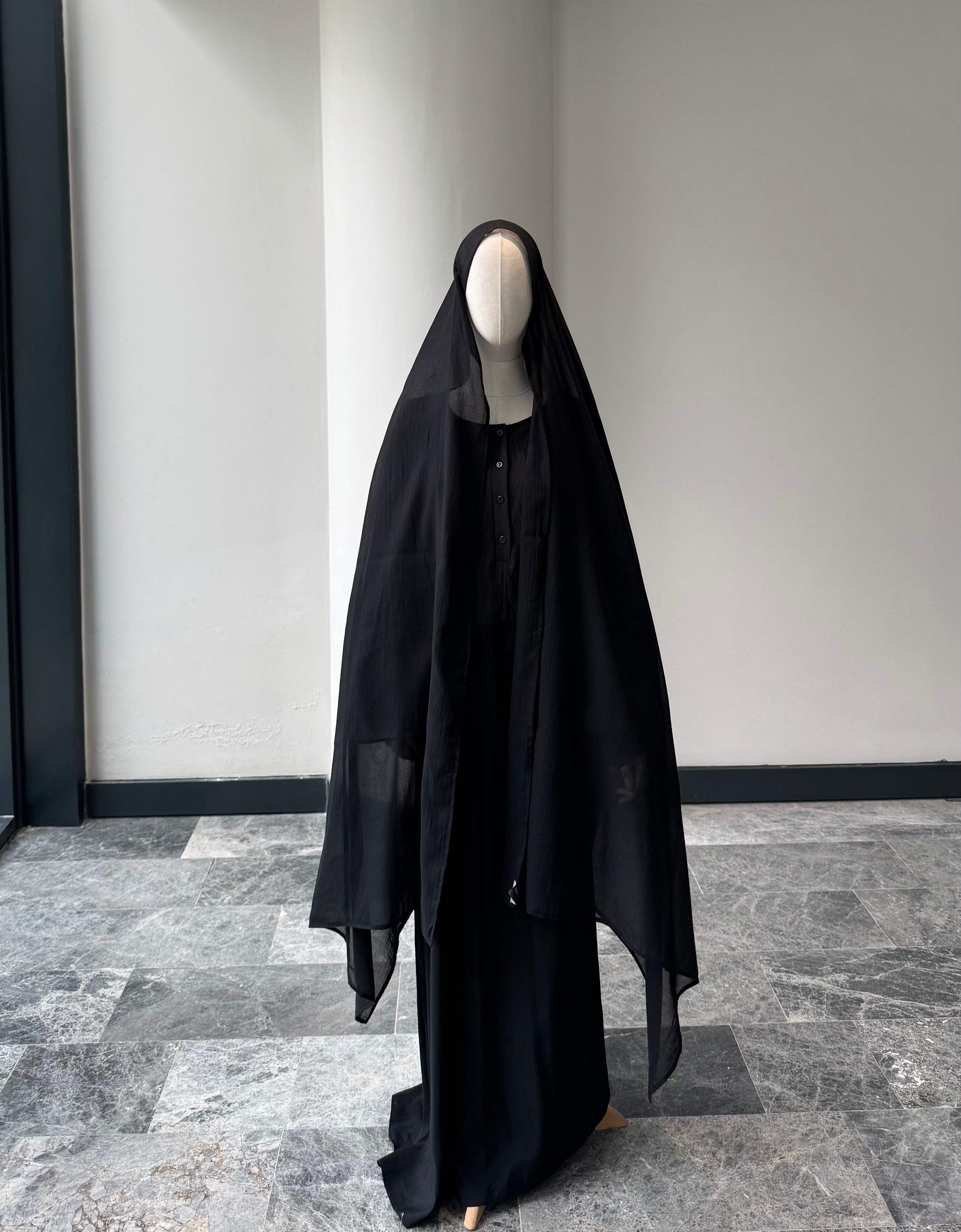 Saf pamuk şal -siyah