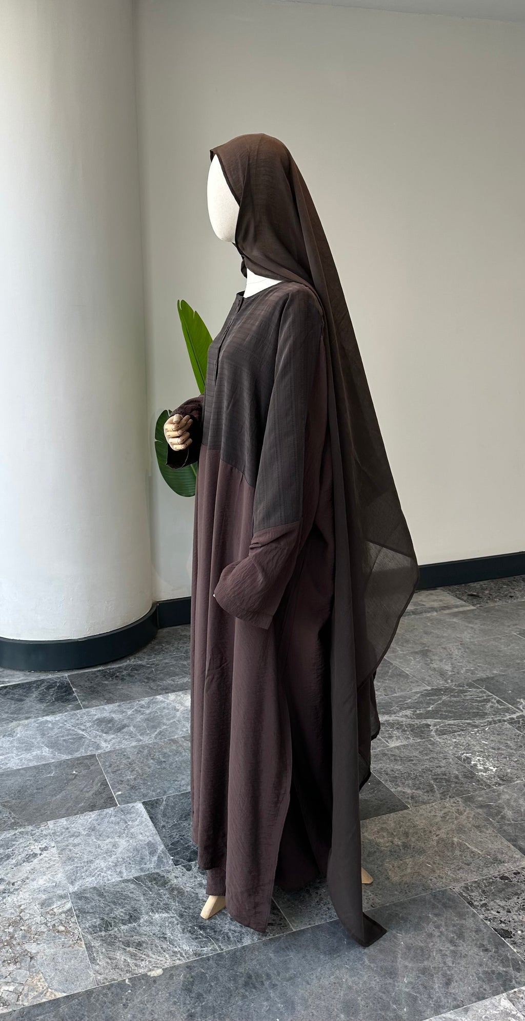 Hesna cilbab takım/kahve desenli-abaya kol