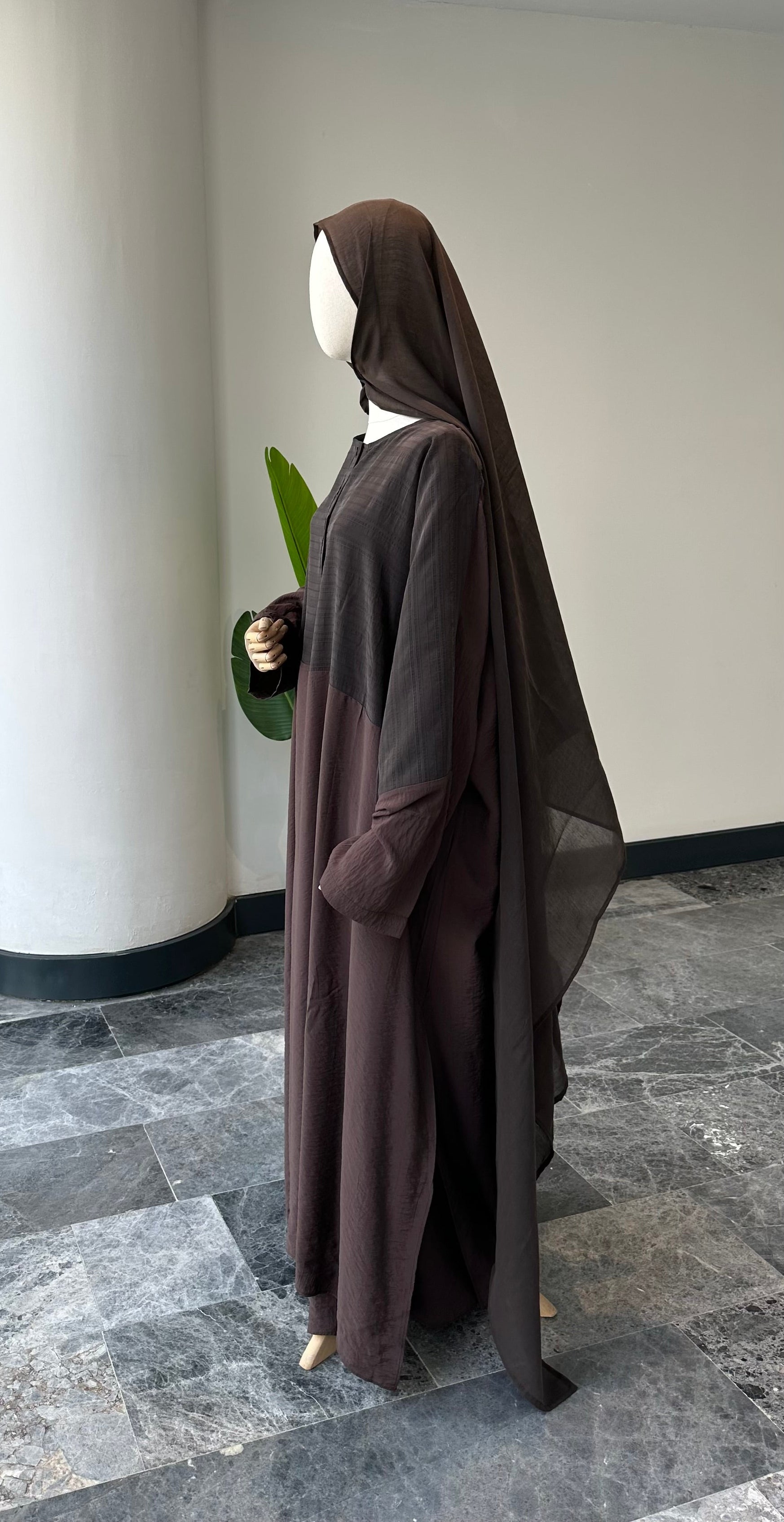 Hesna cilbab takım/kahve desenli-abaya kol