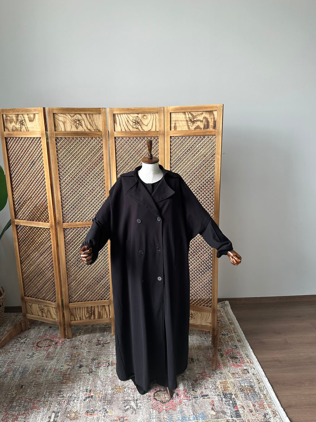 Pamuk Gabardin/Trench Panço-Siyah