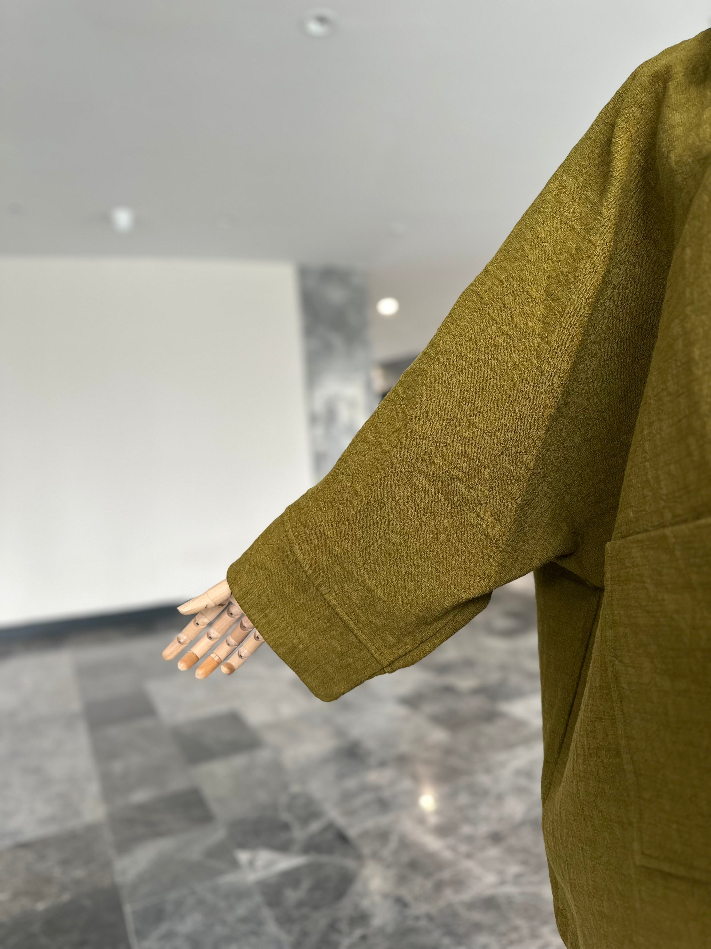 Jakar ceket panço- yağ yeşil çıtlı