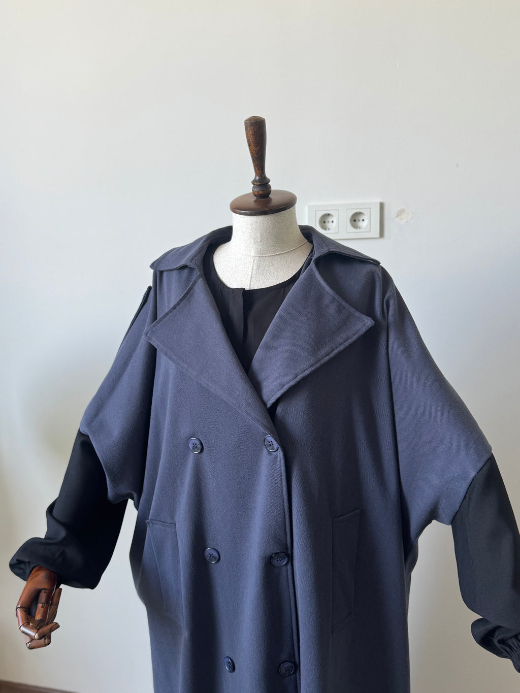 Pamuk Gabardin /Trench Panço-Lacivert