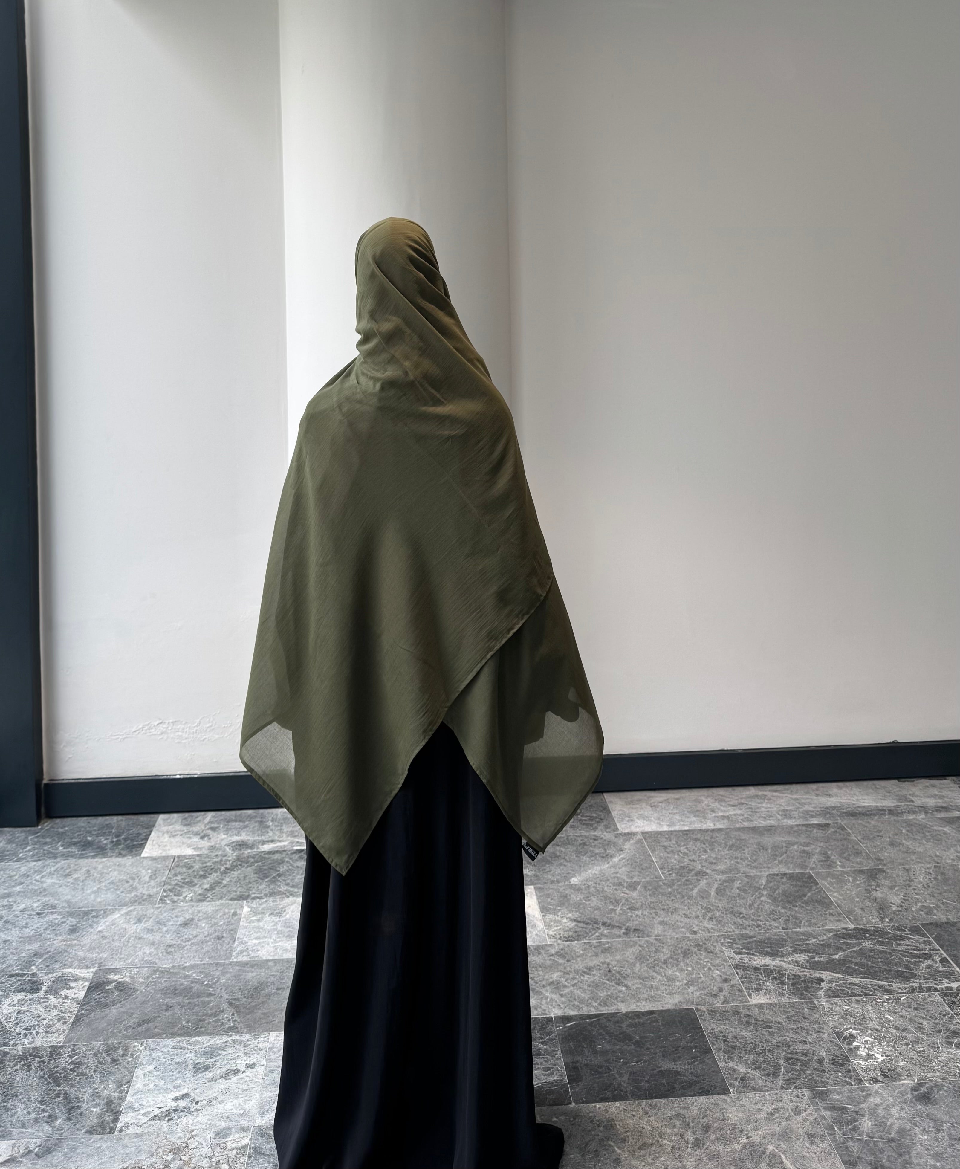 Saf pamuk şal - haki