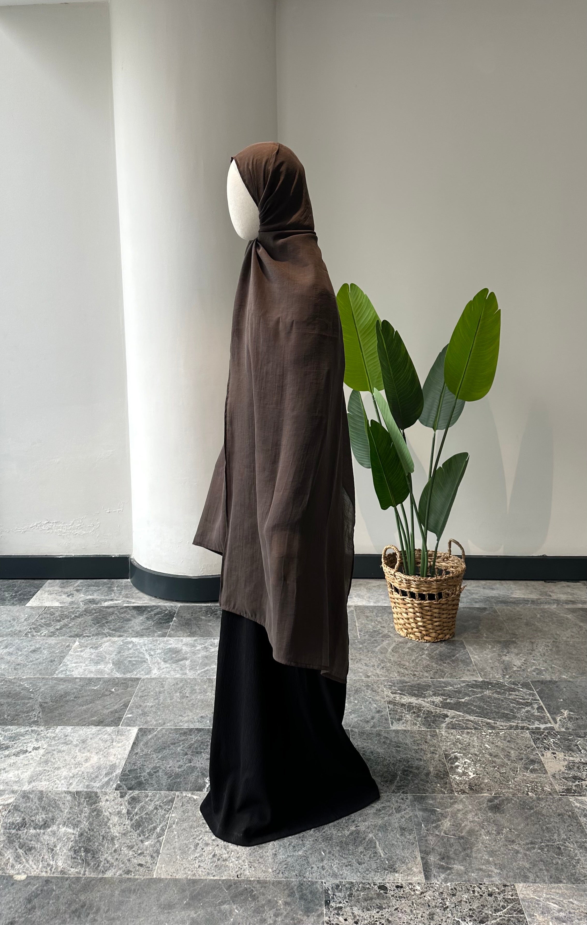 Premıum organze şal - kahve 3m+70 cm