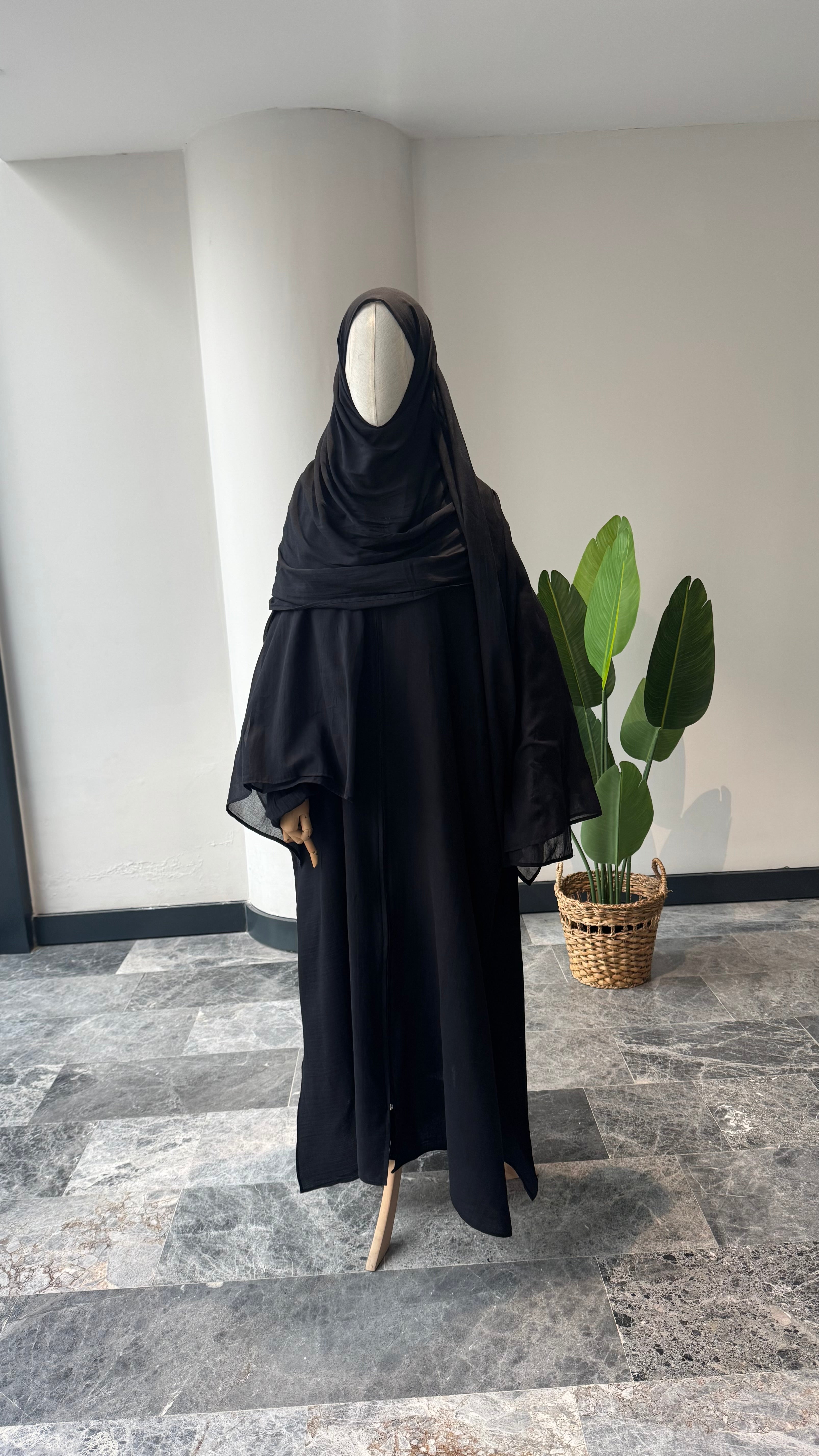 Mekka müslin takım siyah- etekli | fermuarlı