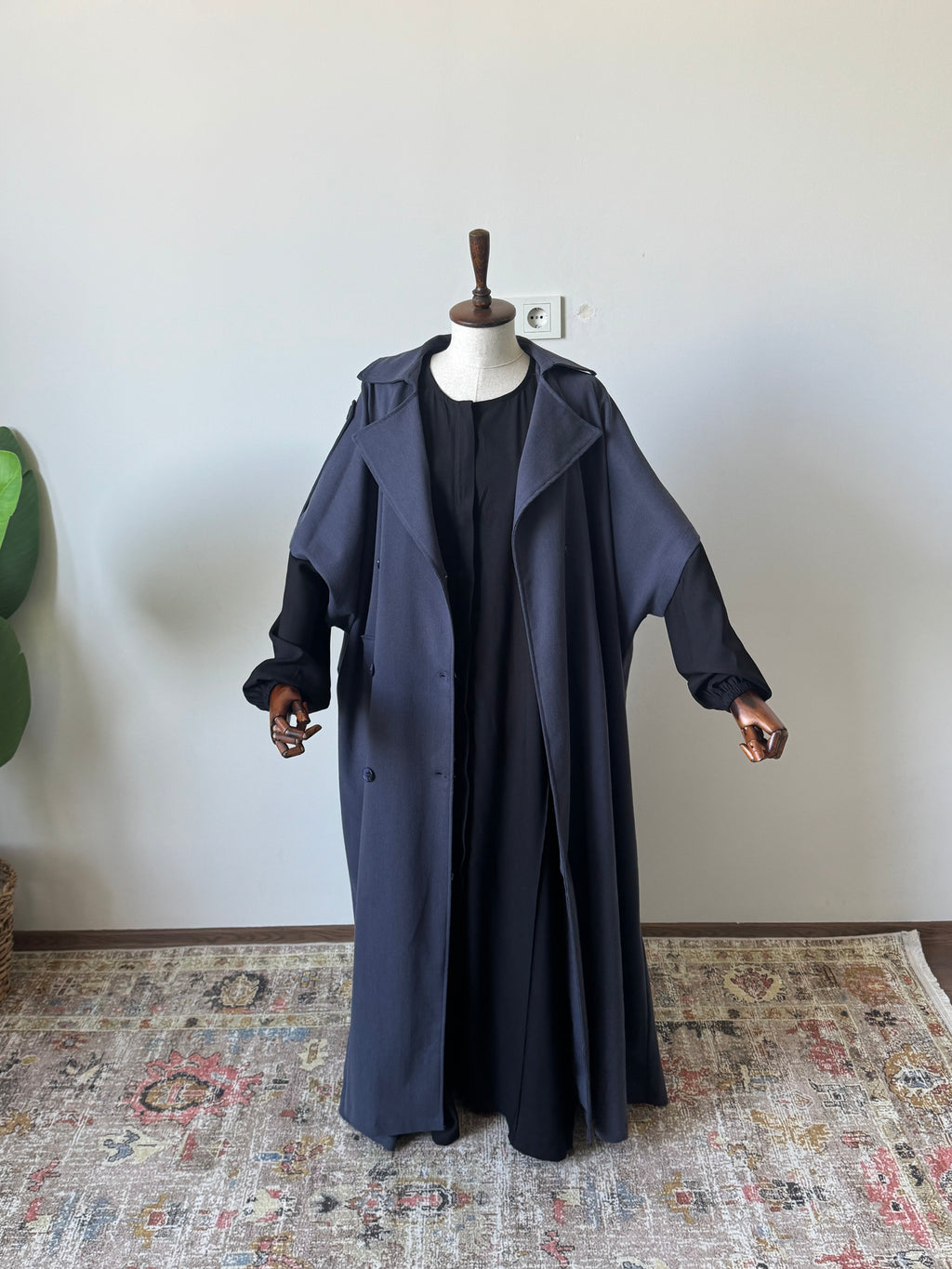 Pamuk Gabardin /Trench Panço-Lacivert