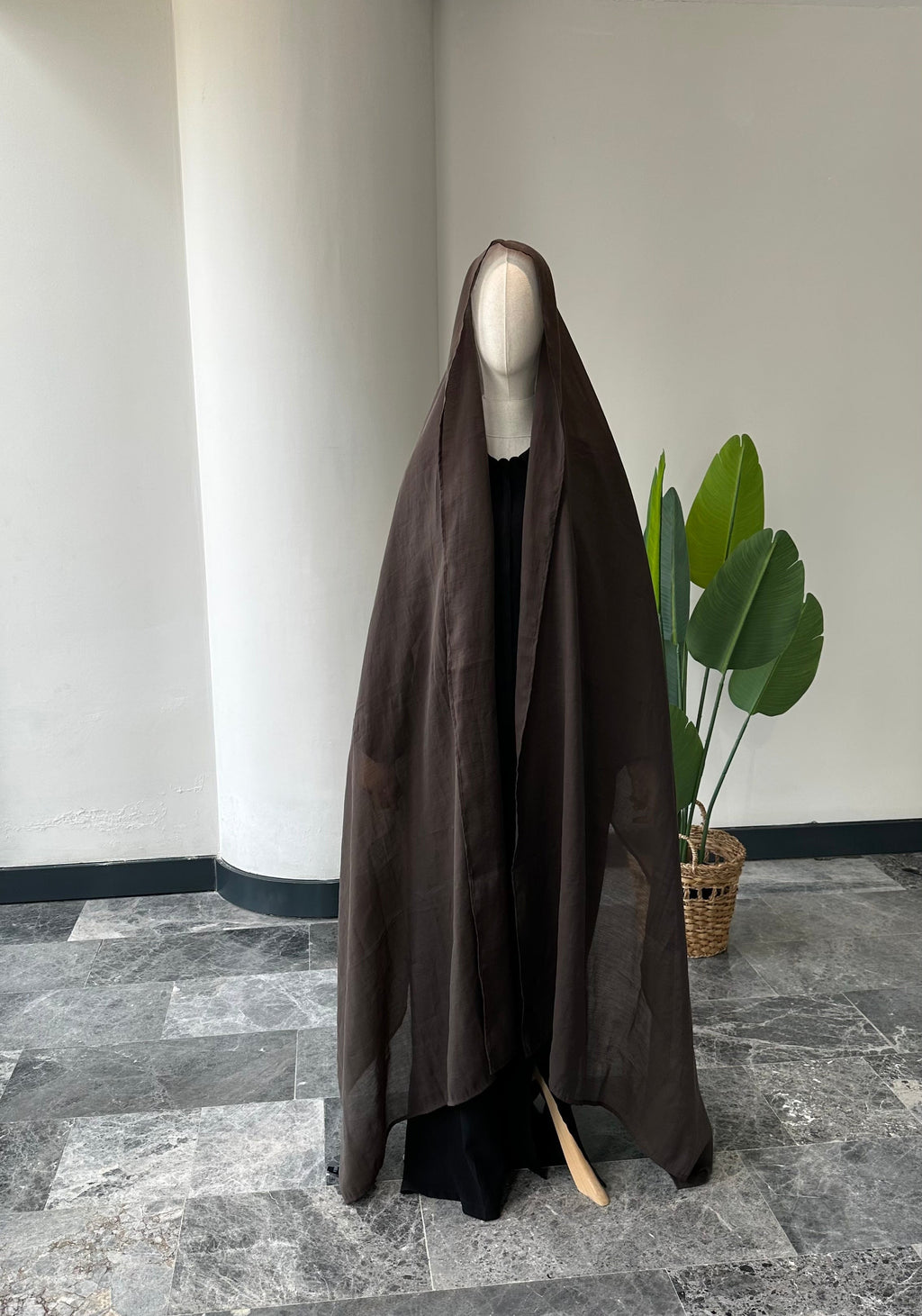 Premıum organze şal - kahve 3m+1m