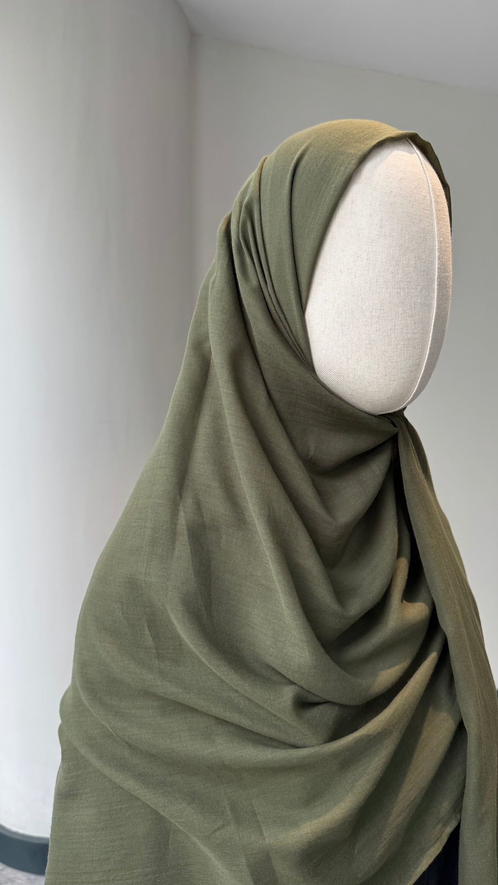 Saf pamuk şal - haki