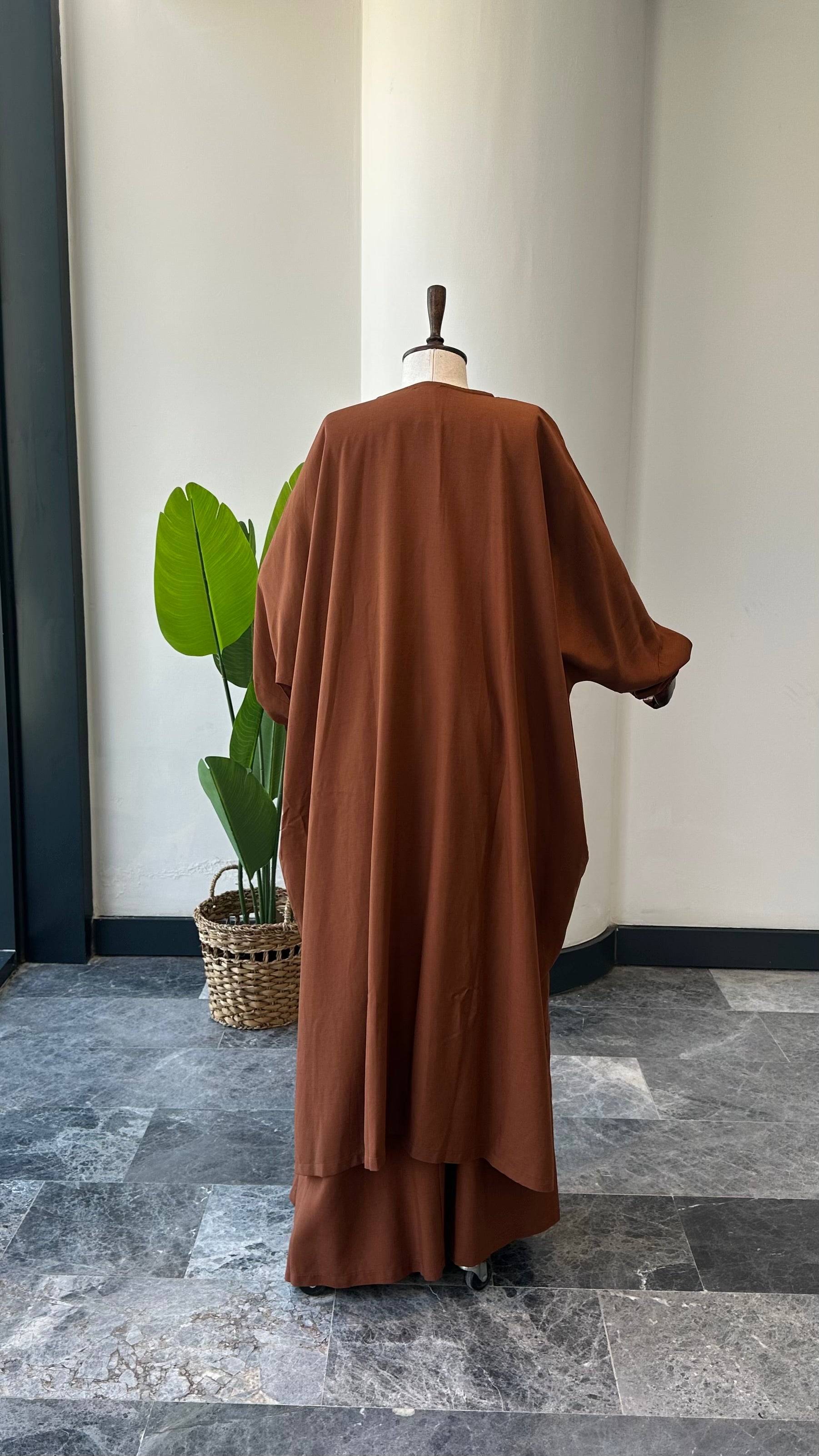 Premium Keten/Bakır-Cilbab Takım