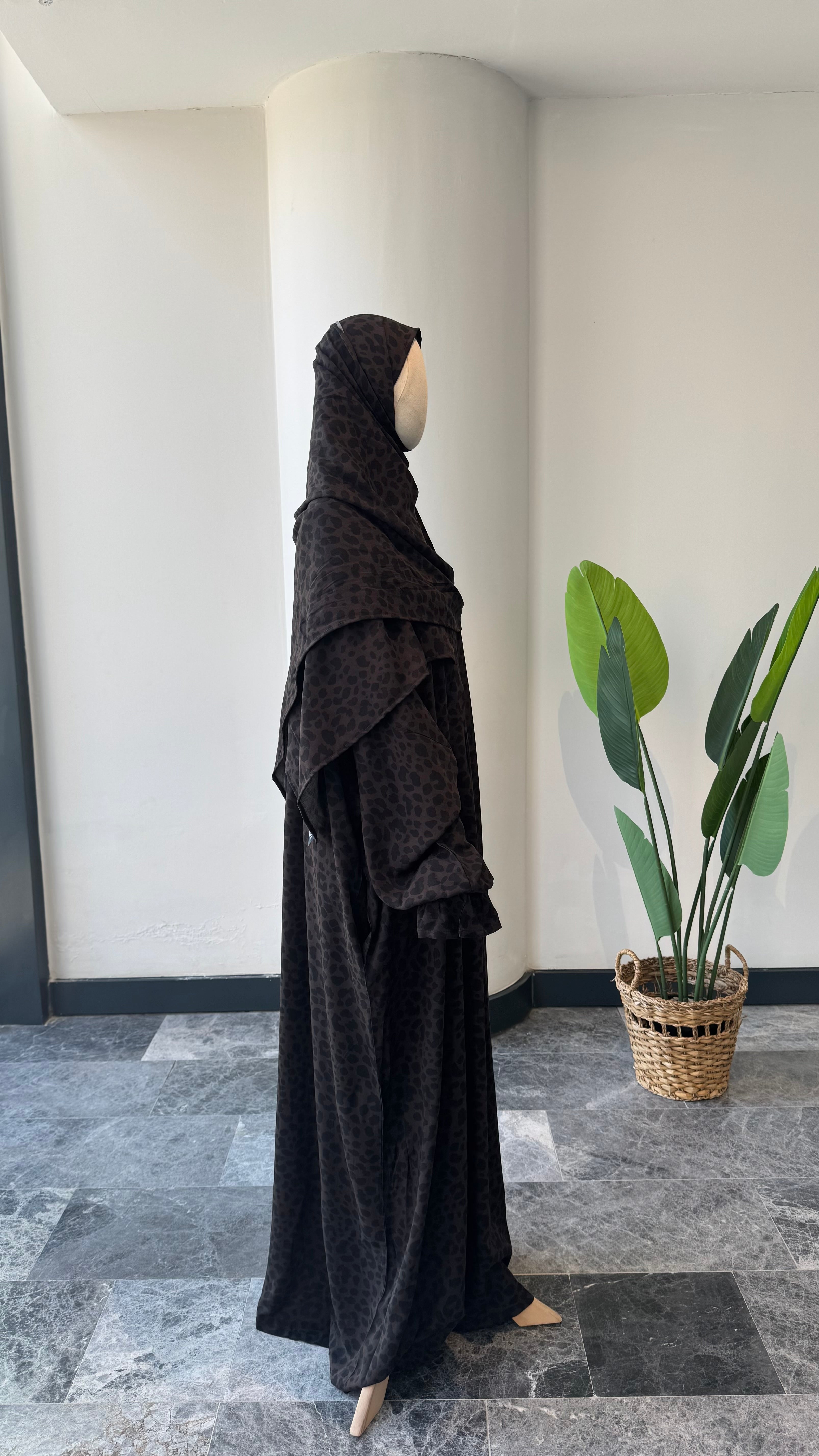 Bambu Viskon-Leopar Desenli /Namaz Elbisesi - viskon takım şal