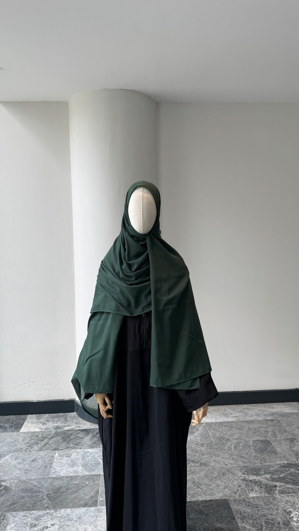 Saf pamuk şal - koyu yeşil