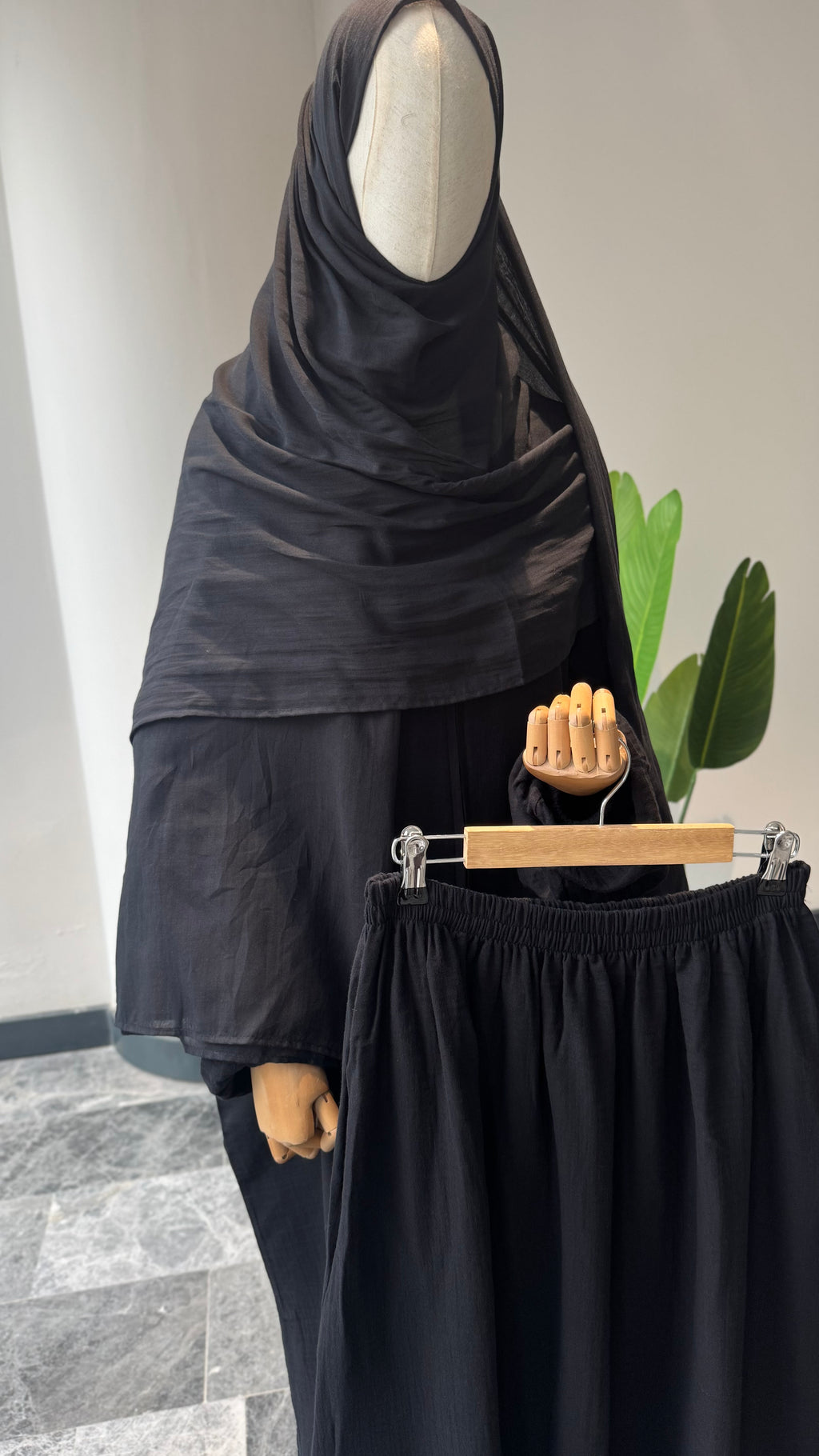 Mekka müslin takım siyah- etekli | fermuarlı