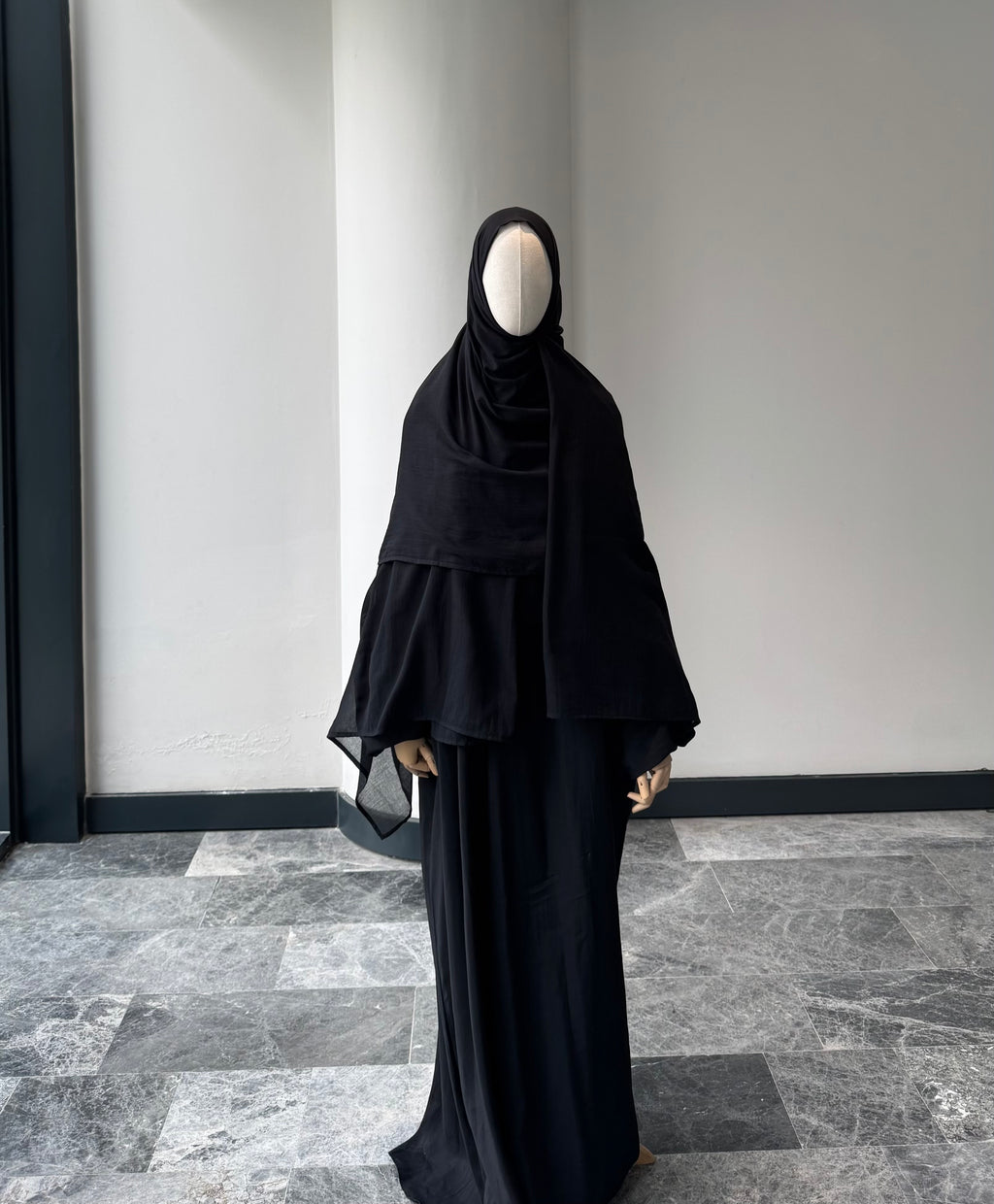 Saf pamuk şal -siyah