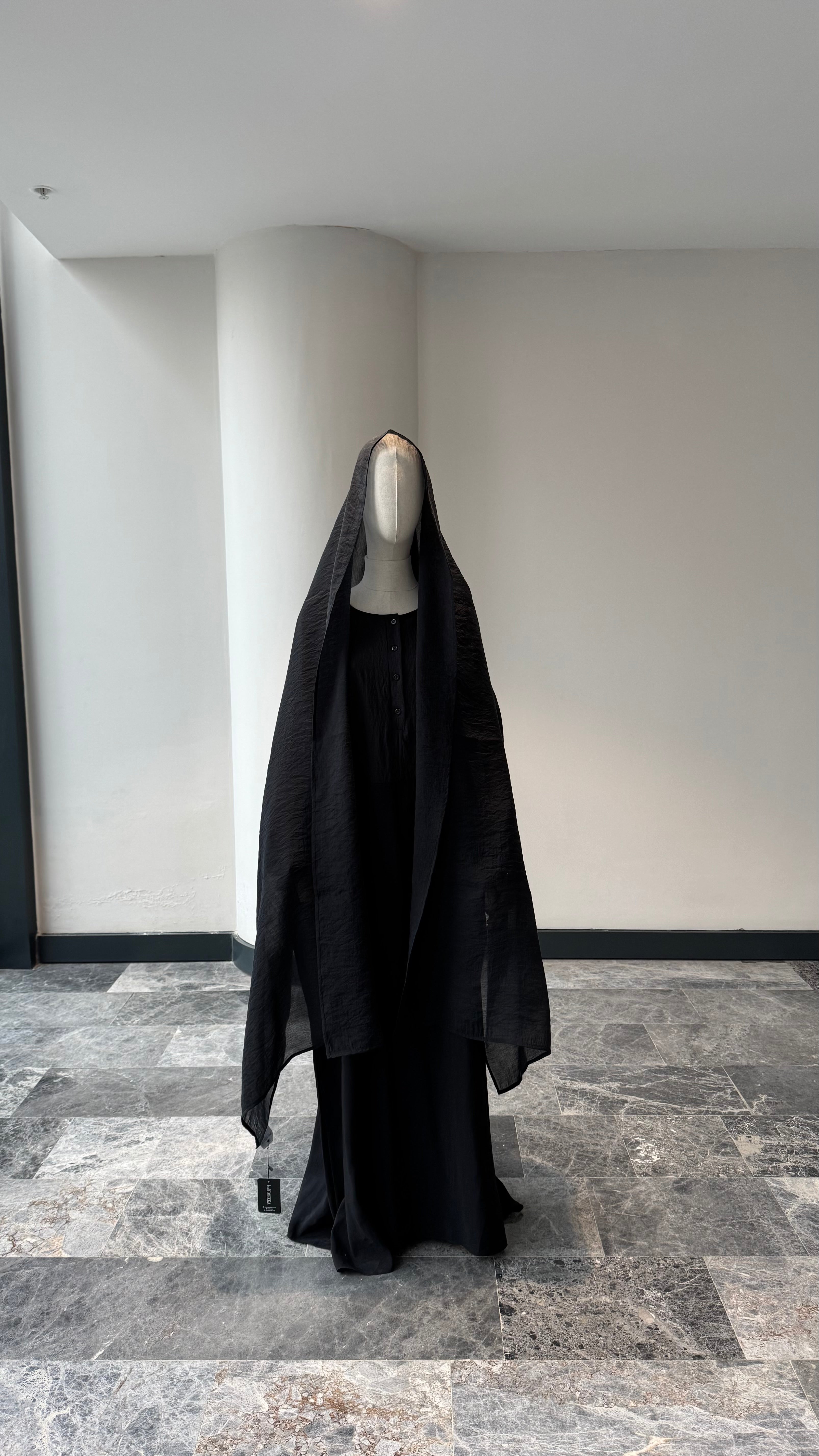 Premıum  organze  şal - siyah