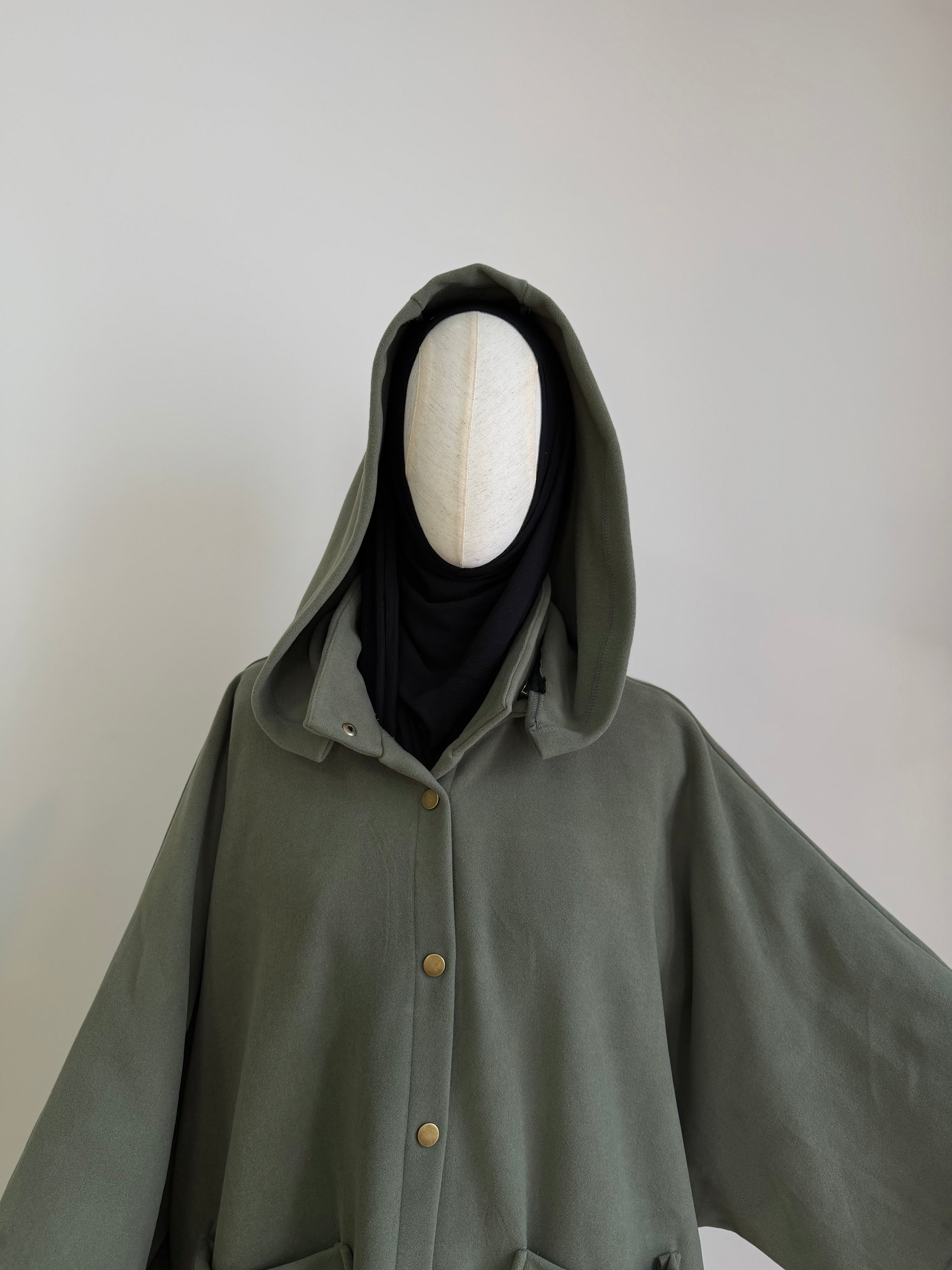 Kaşe ceket panço - Çağla  | çıtlı